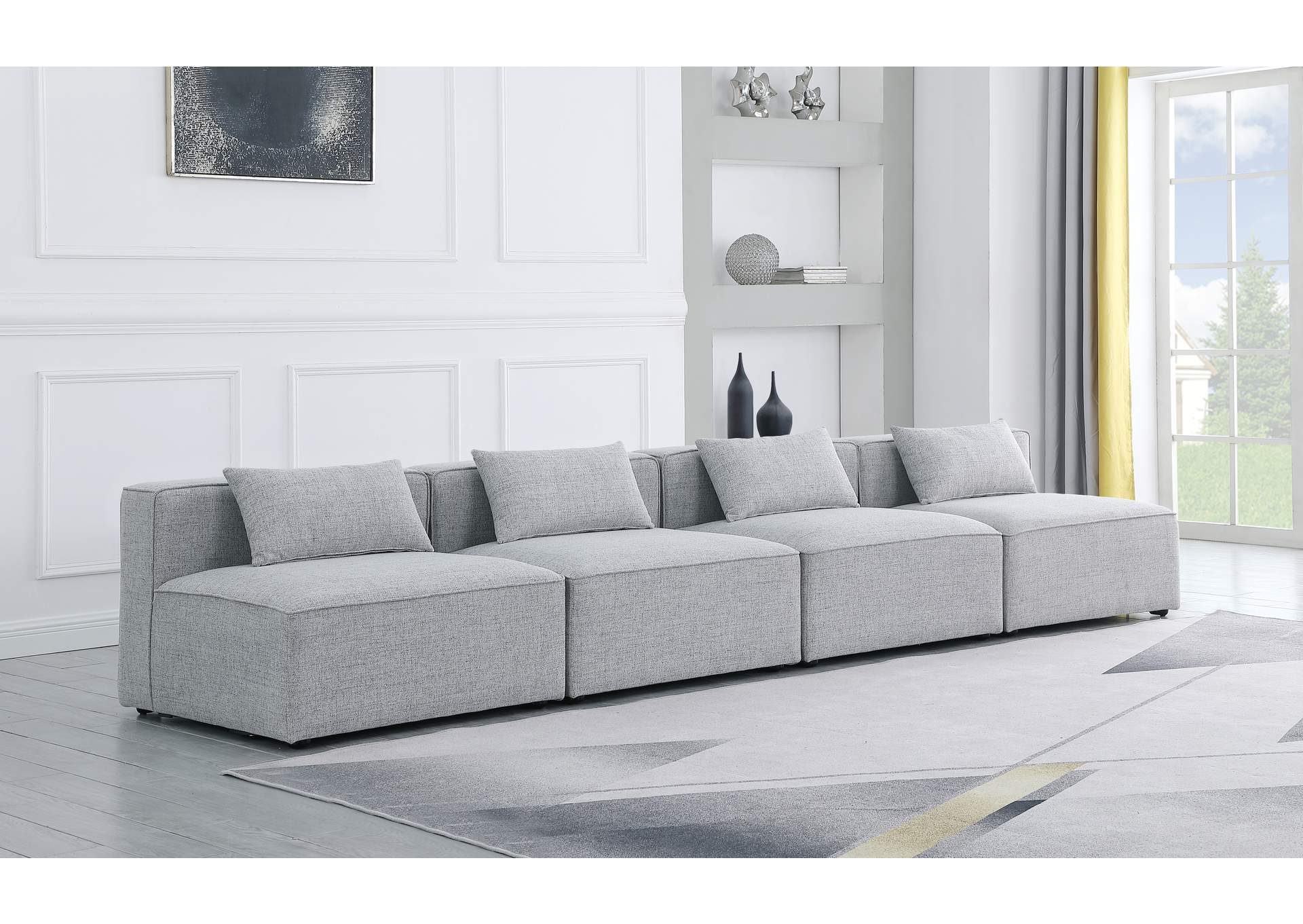 Cube Grey Durable Linen Textured Modular Sofa,Meridian Furniture