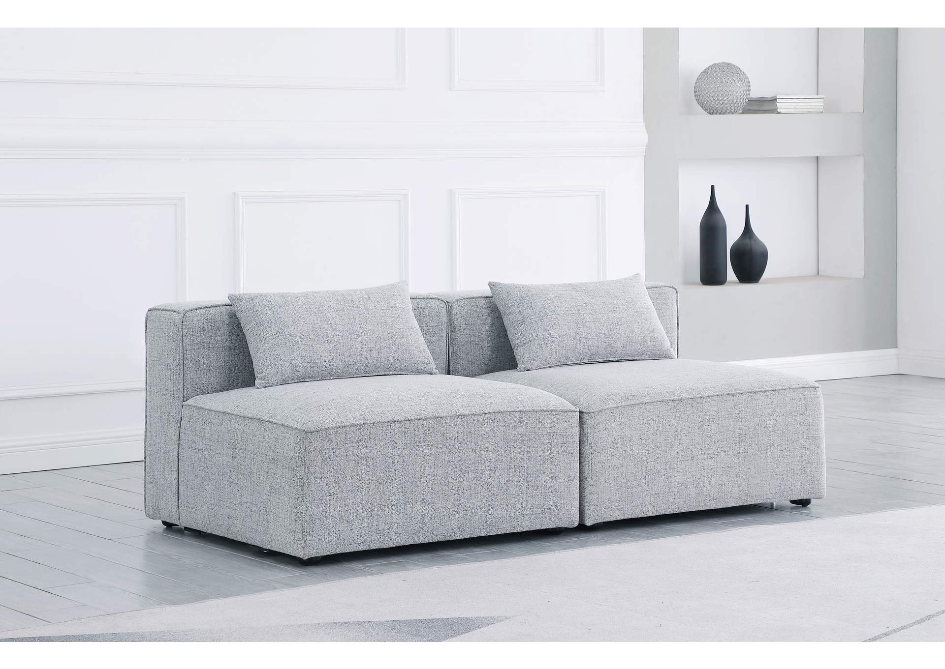 Cube Grey Durable Linen Textured Modular Sofa,Meridian Furniture