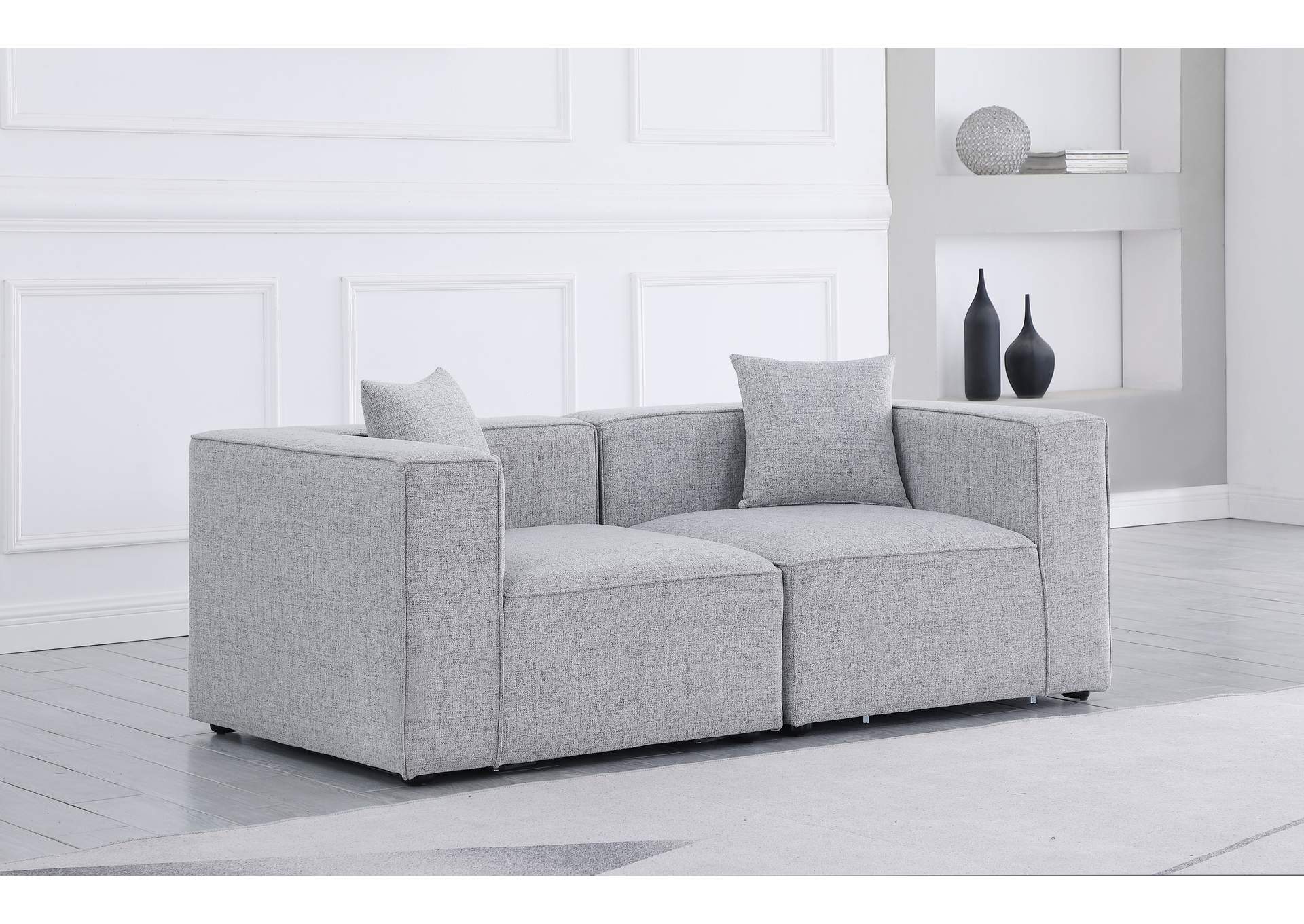 Cube Grey Durable Linen Textured Modular Sofa,Meridian Furniture