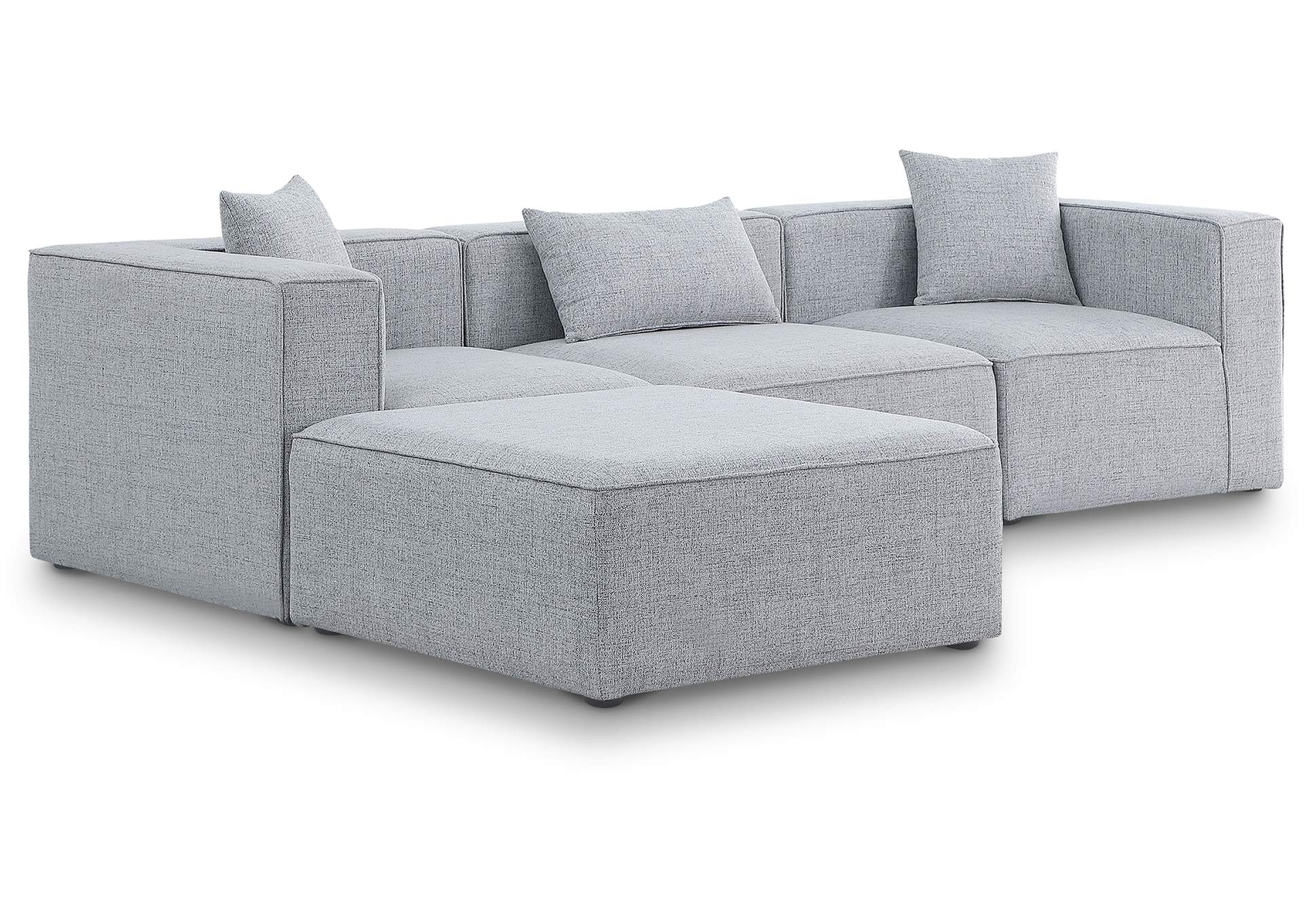 Cube Grey Durable Linen Textured Modular Sectional,Meridian Furniture