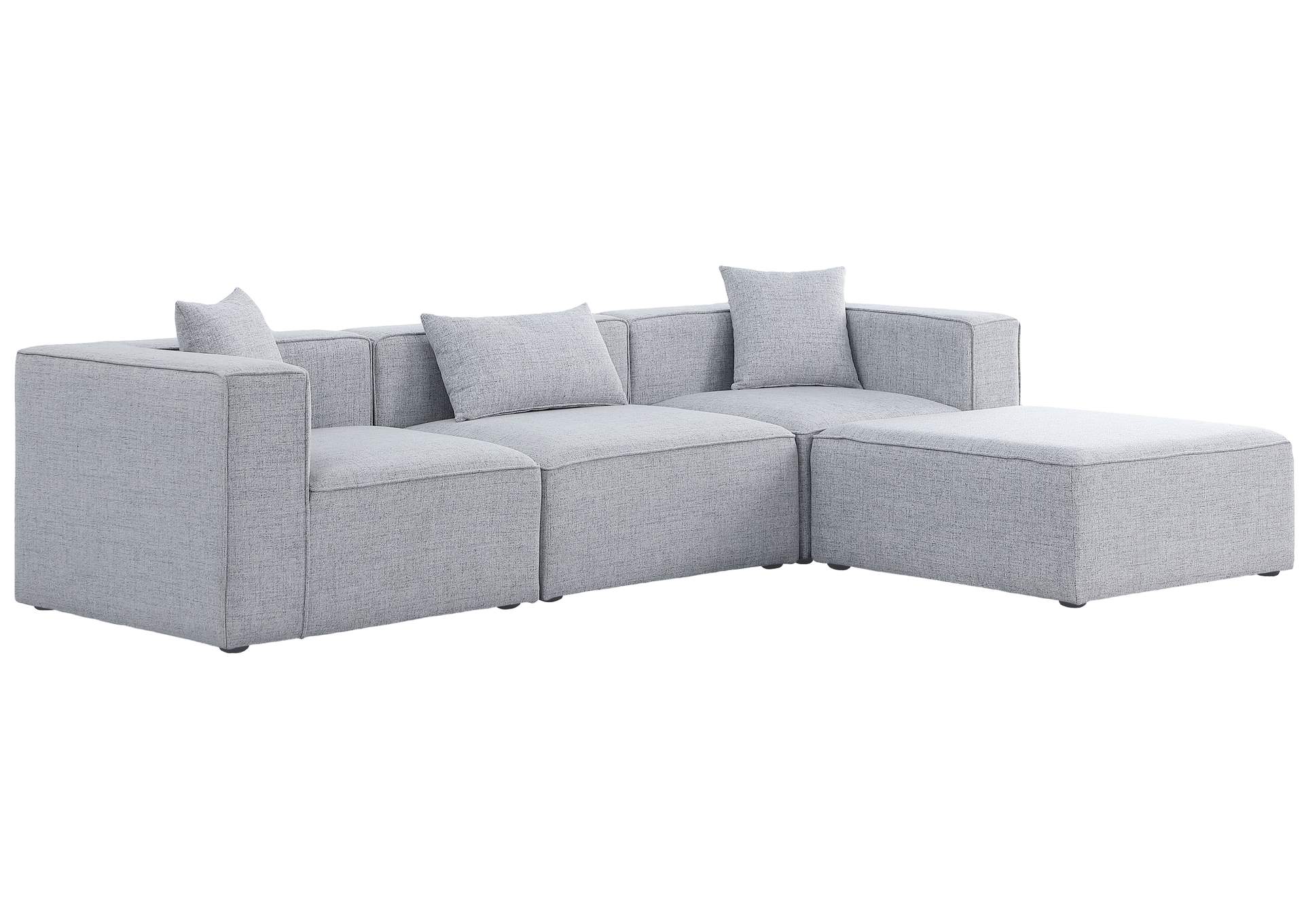 Cube Grey Durable Linen Textured Modular Sectional,Meridian Furniture