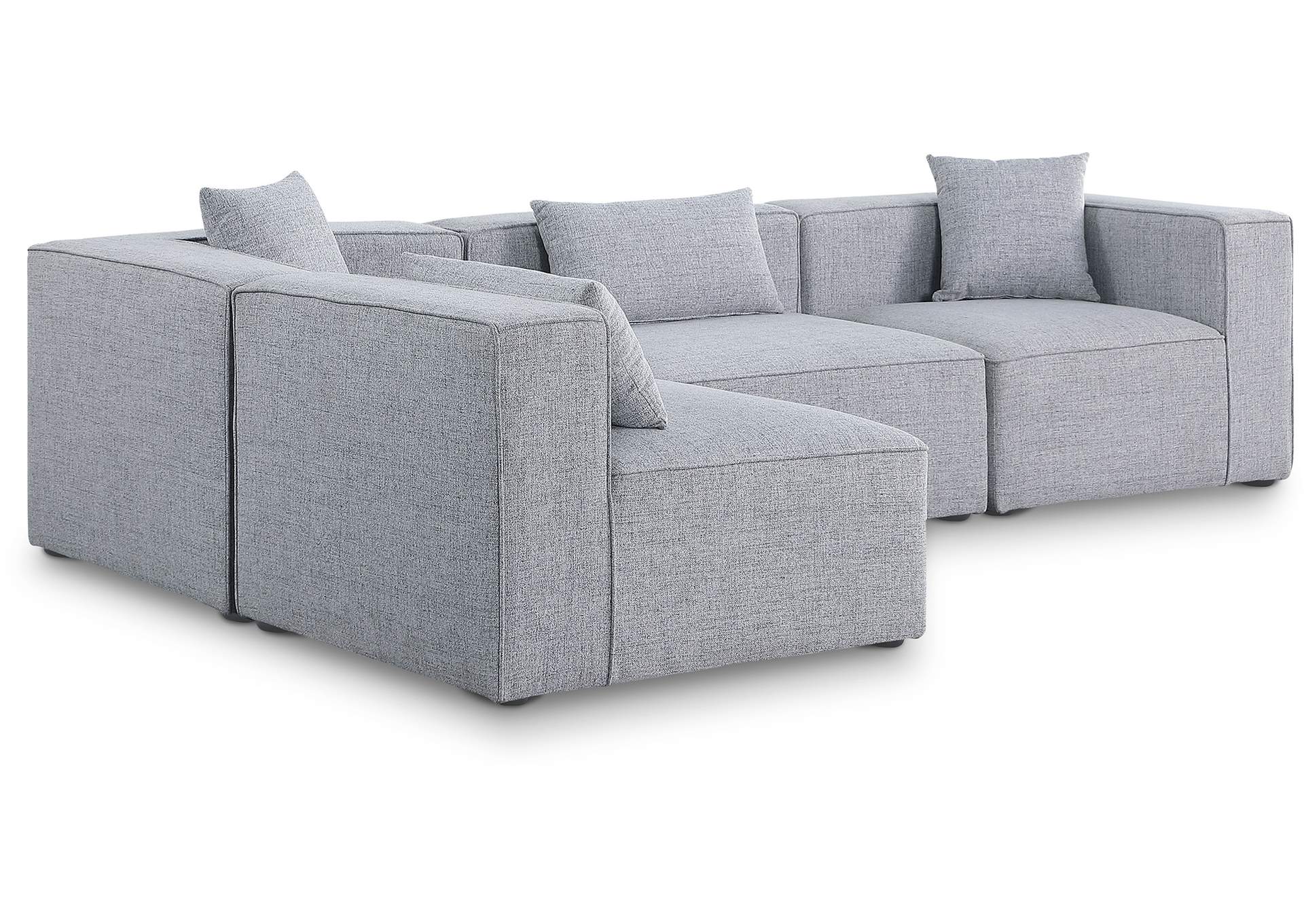 Cube Grey Durable Linen Textured Modular Sectional,Meridian Furniture