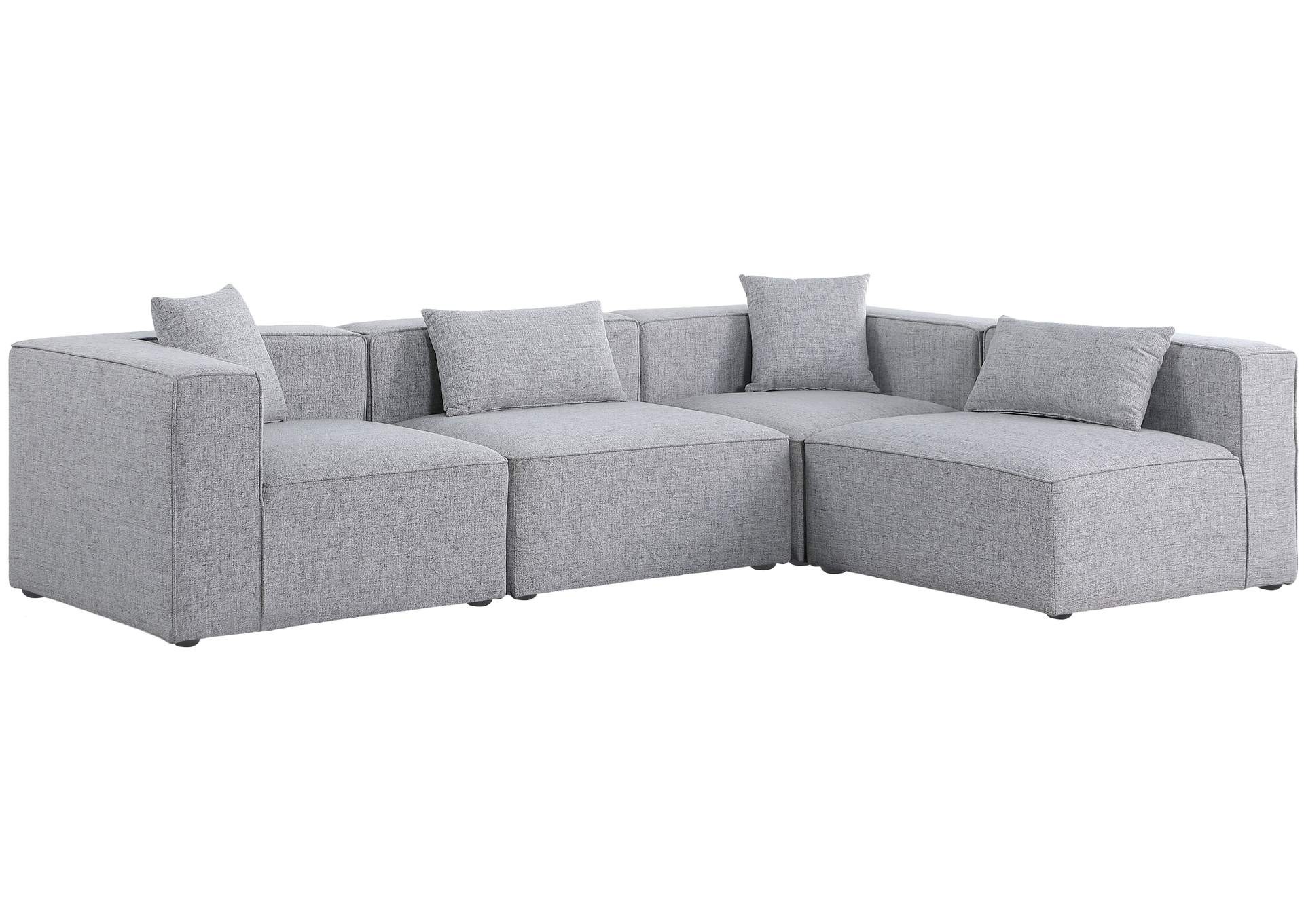 Cube Grey Durable Linen Textured Modular Sectional,Meridian Furniture