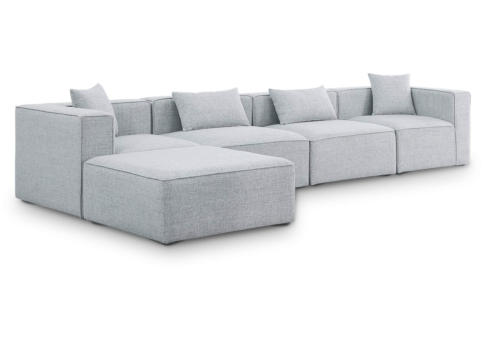 Cube Grey Durable Linen Textured Modular Sectional,Meridian Furniture