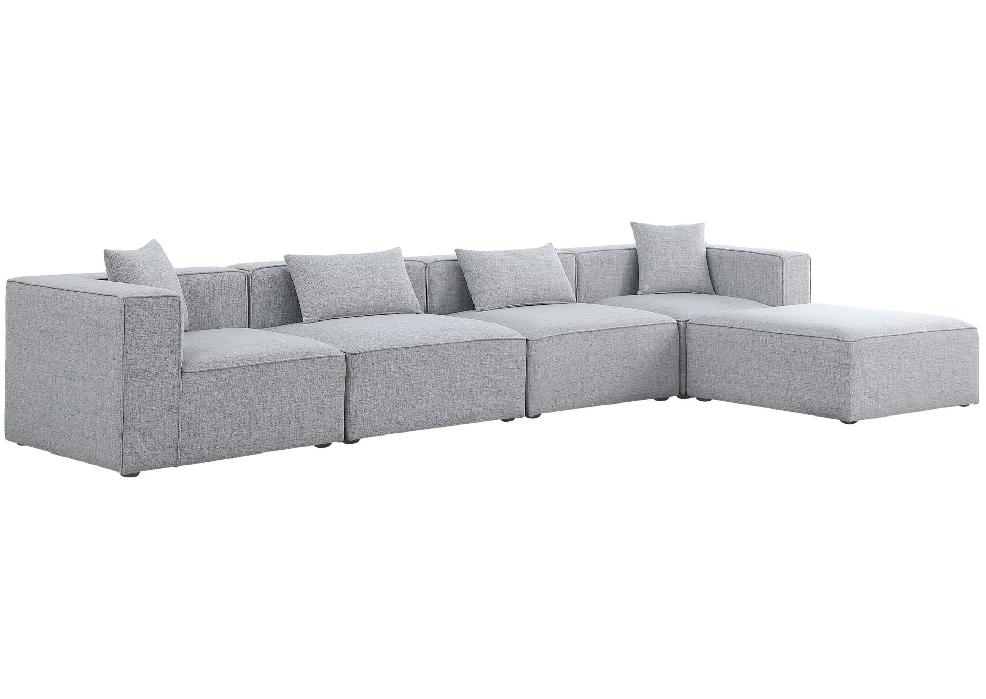 Cube Grey Durable Linen Textured Modular Sectional,Meridian Furniture