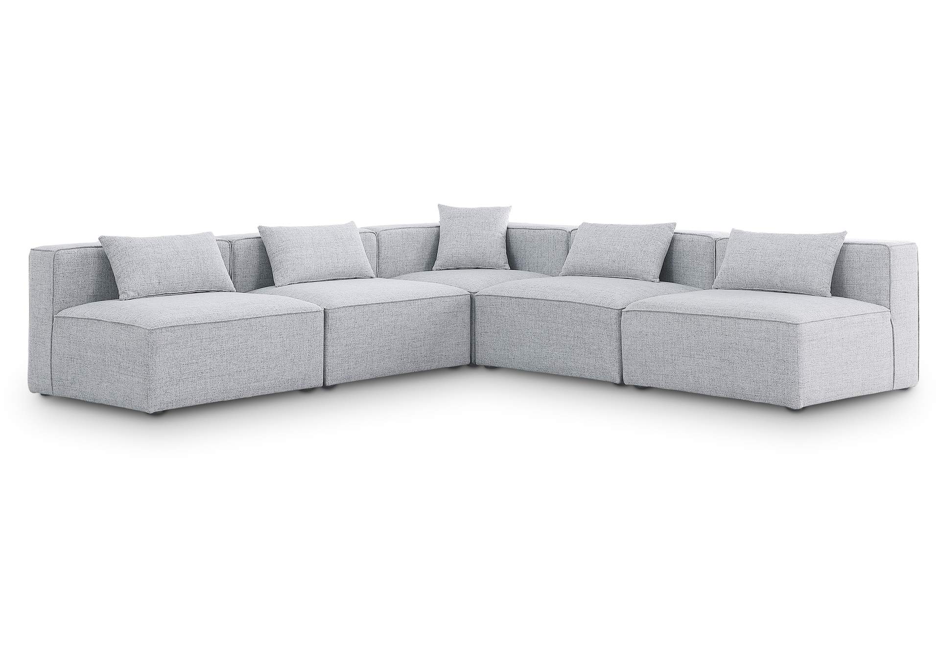 Cube Grey Durable Linen Textured Modular Sectional,Meridian Furniture