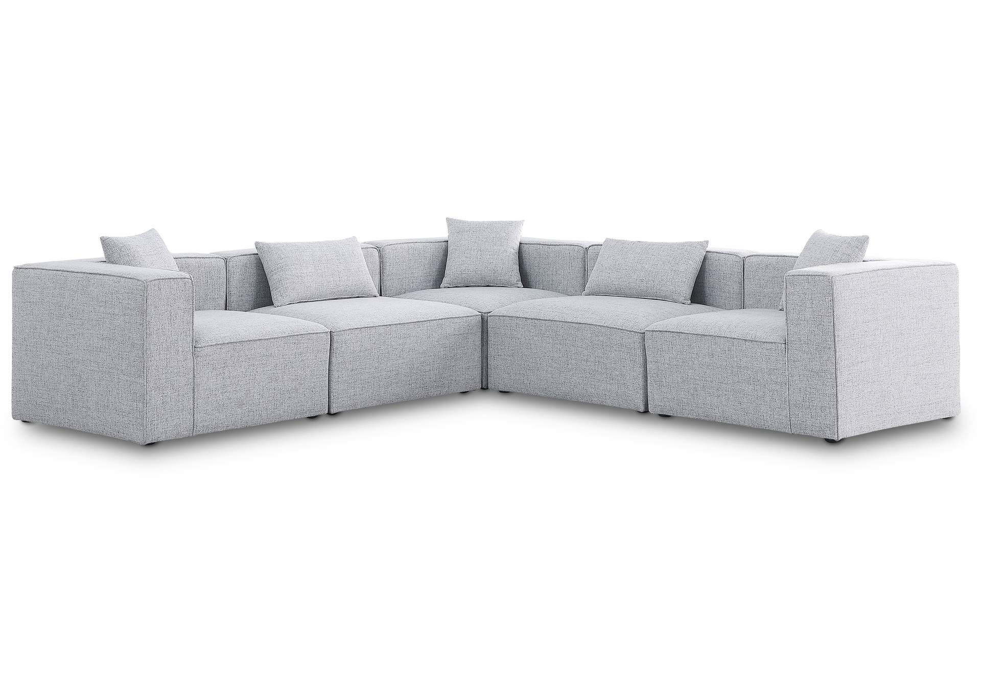 Cube Grey Durable Linen Textured Modular Sectional,Meridian Furniture