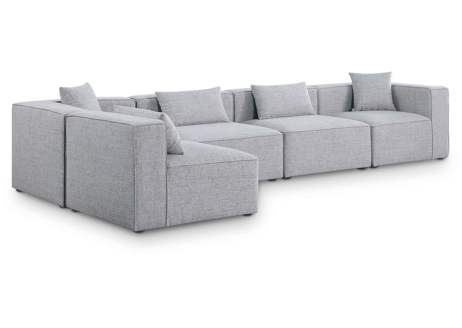 Cube Grey Durable Linen Textured Modular Sectional,Meridian Furniture