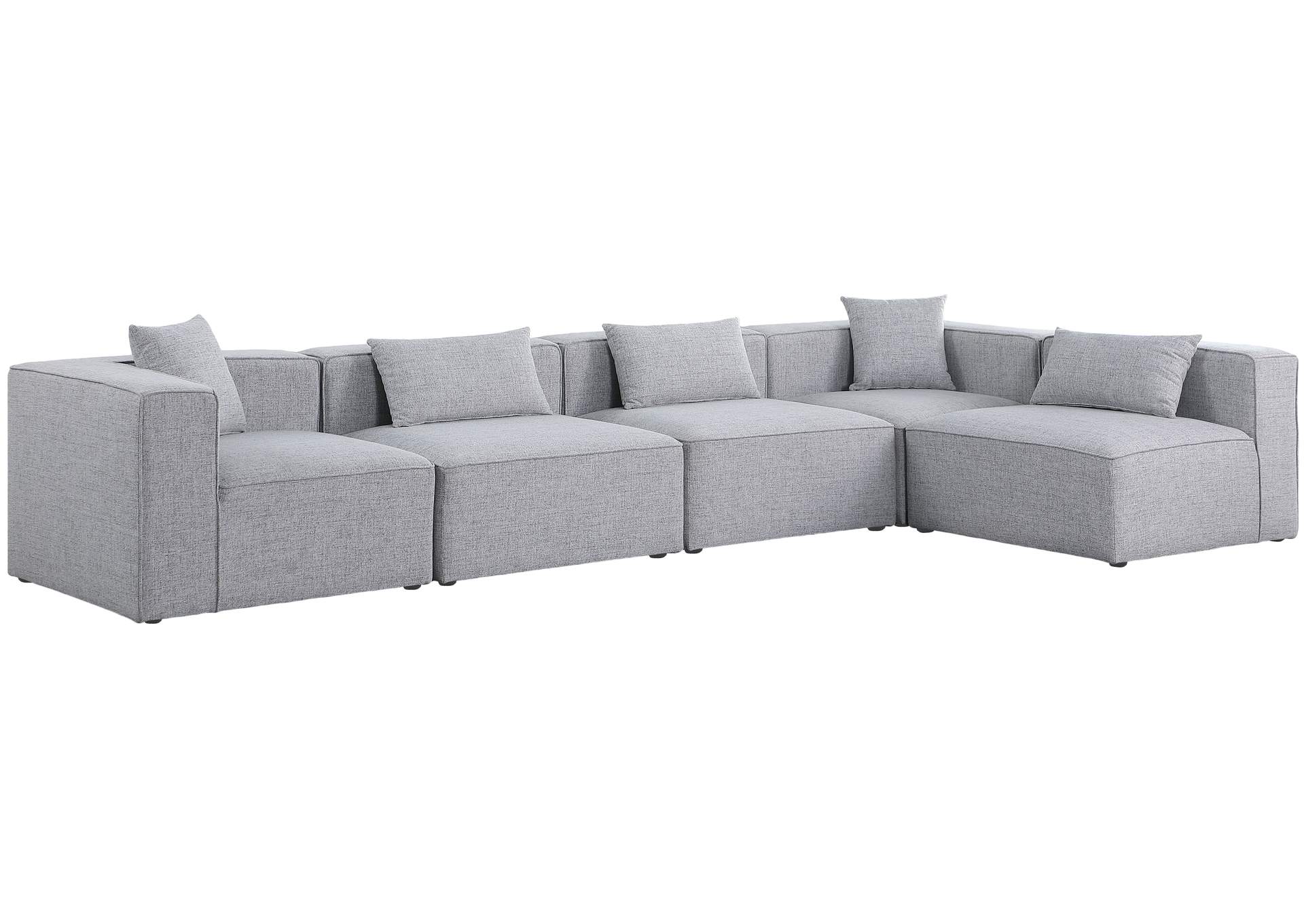 Cube Grey Durable Linen Textured Modular Sectional,Meridian Furniture