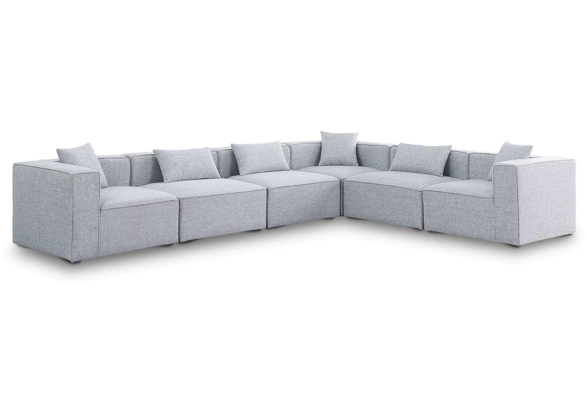 Cube Grey Durable Linen Textured Modular Sectional,Meridian Furniture