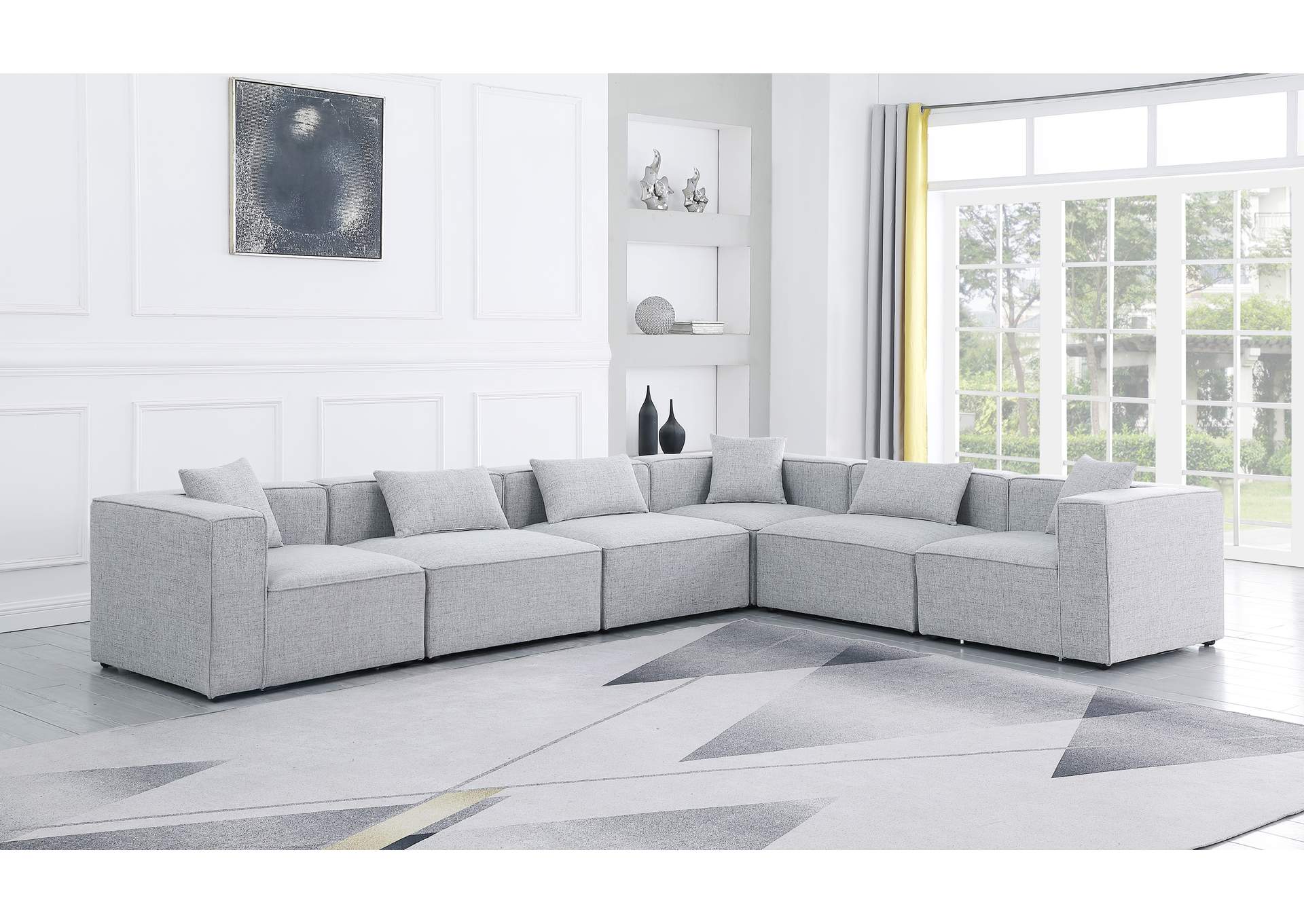 Cube Grey Durable Linen Textured Modular Sectional,Meridian Furniture