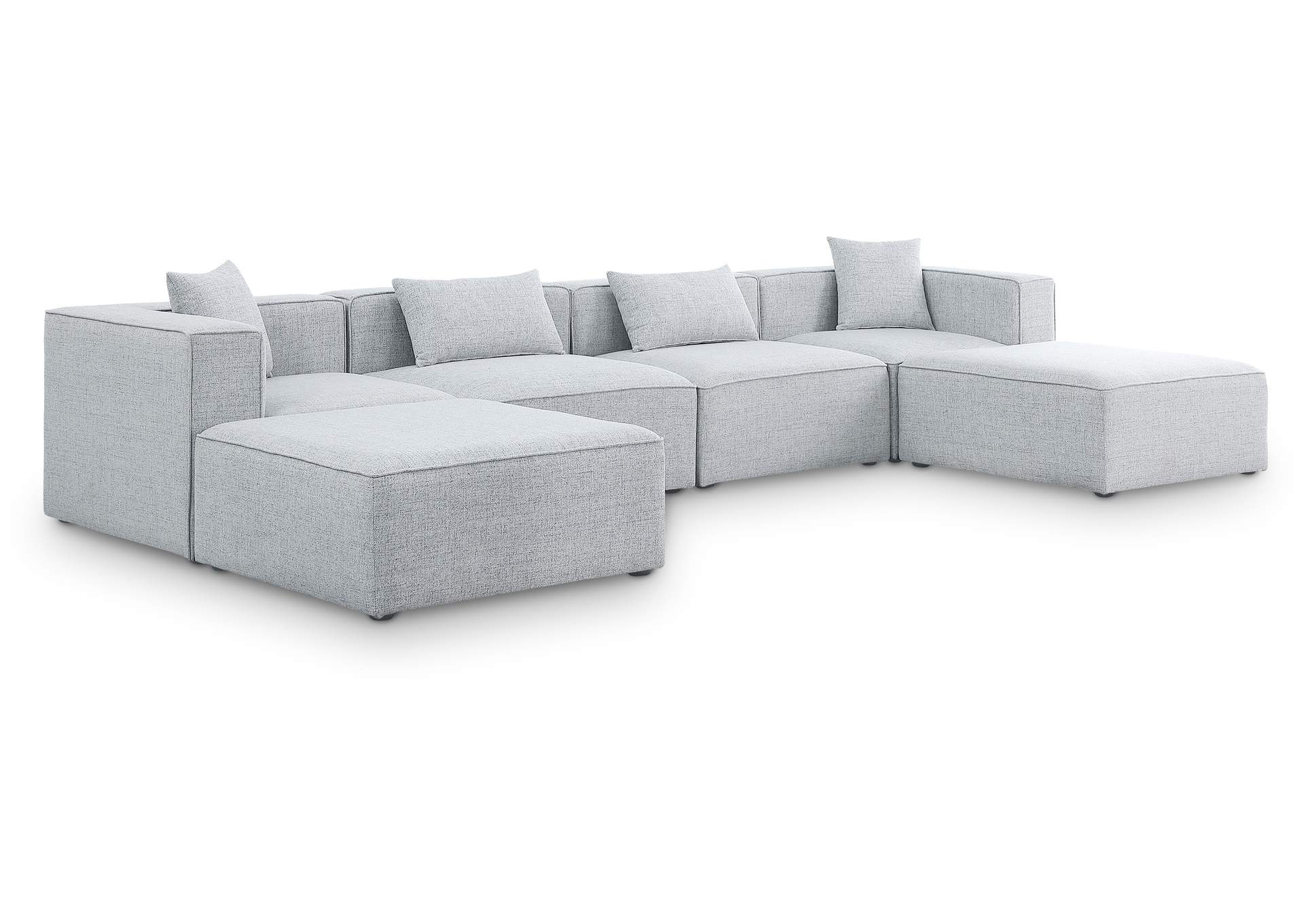 Cube Grey Durable Linen Textured Modular Sectional,Meridian Furniture