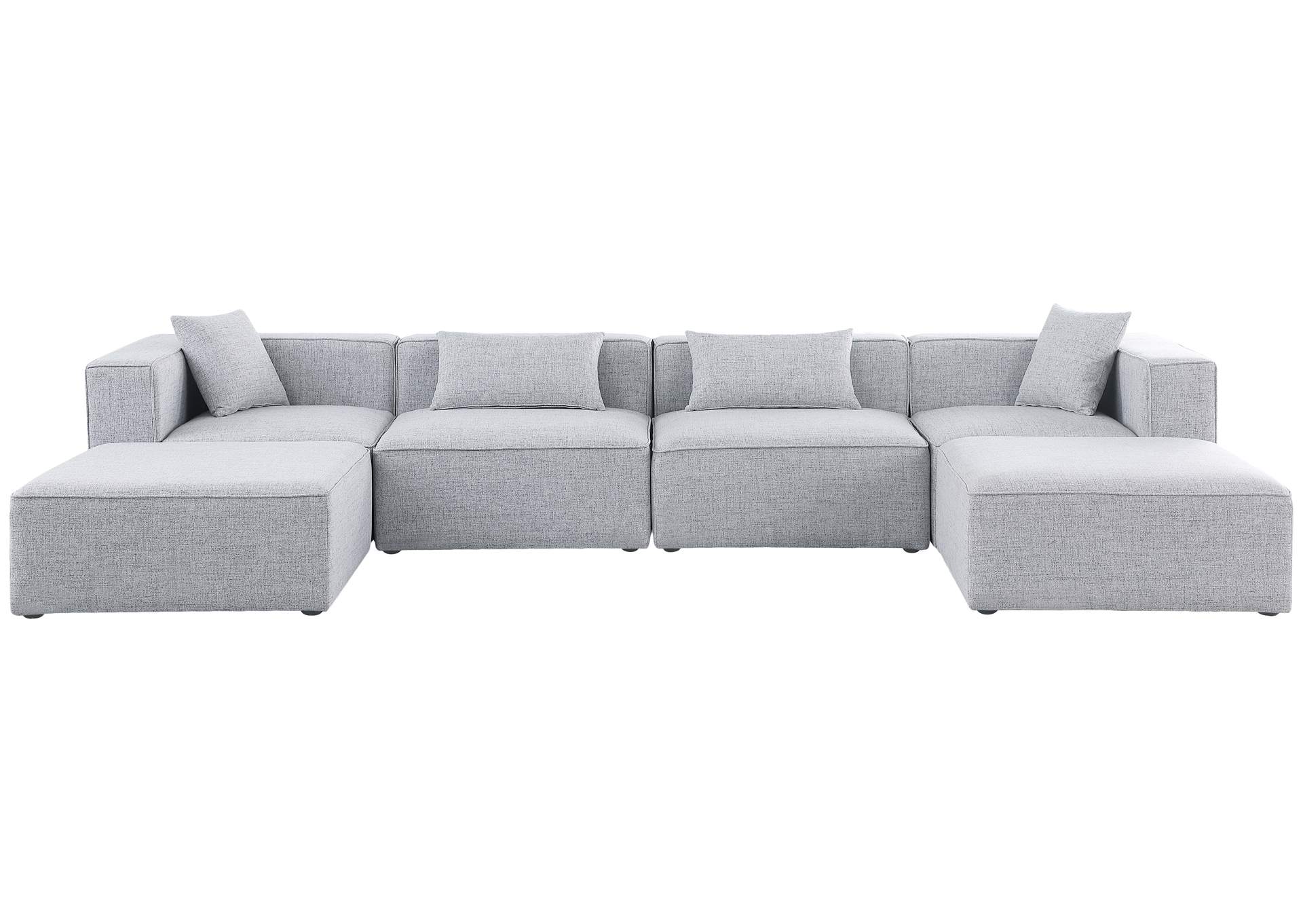 Cube Grey Durable Linen Textured Modular Sectional,Meridian Furniture