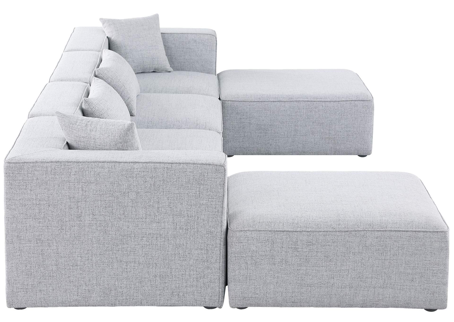 Cube Grey Durable Linen Textured Modular Sectional,Meridian Furniture