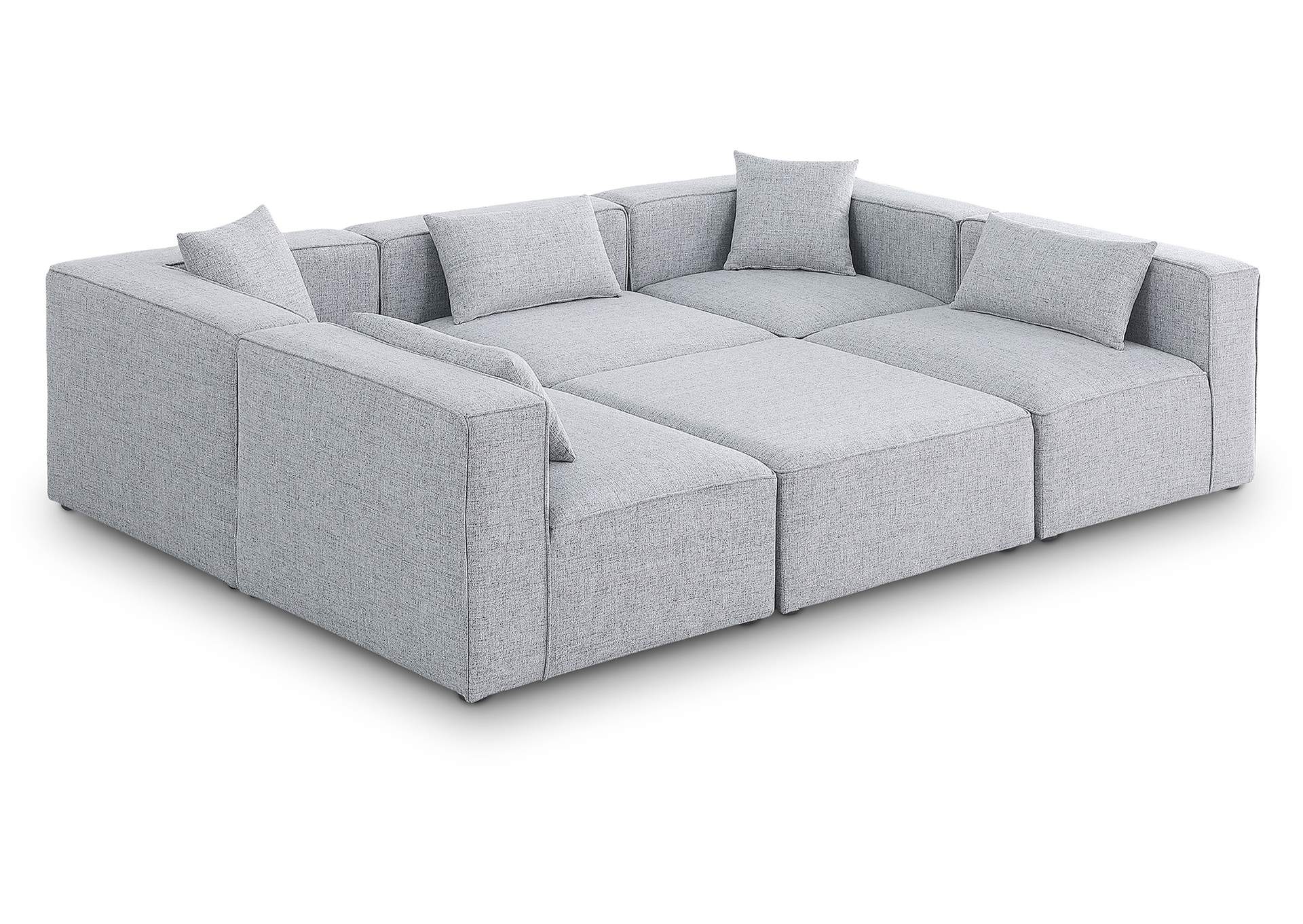 Cube Grey Durable Linen Textured Modular Sectional,Meridian Furniture