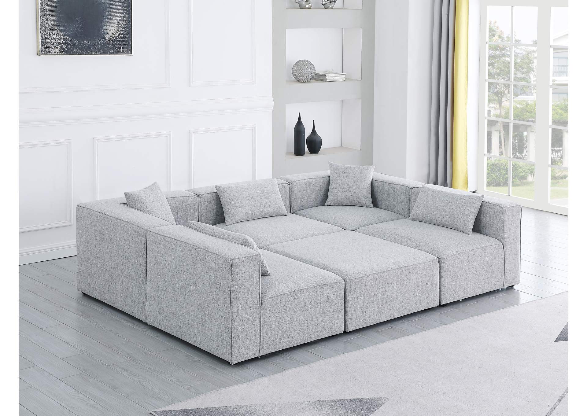 Cube Grey Durable Linen Textured Modular Sectional,Meridian Furniture