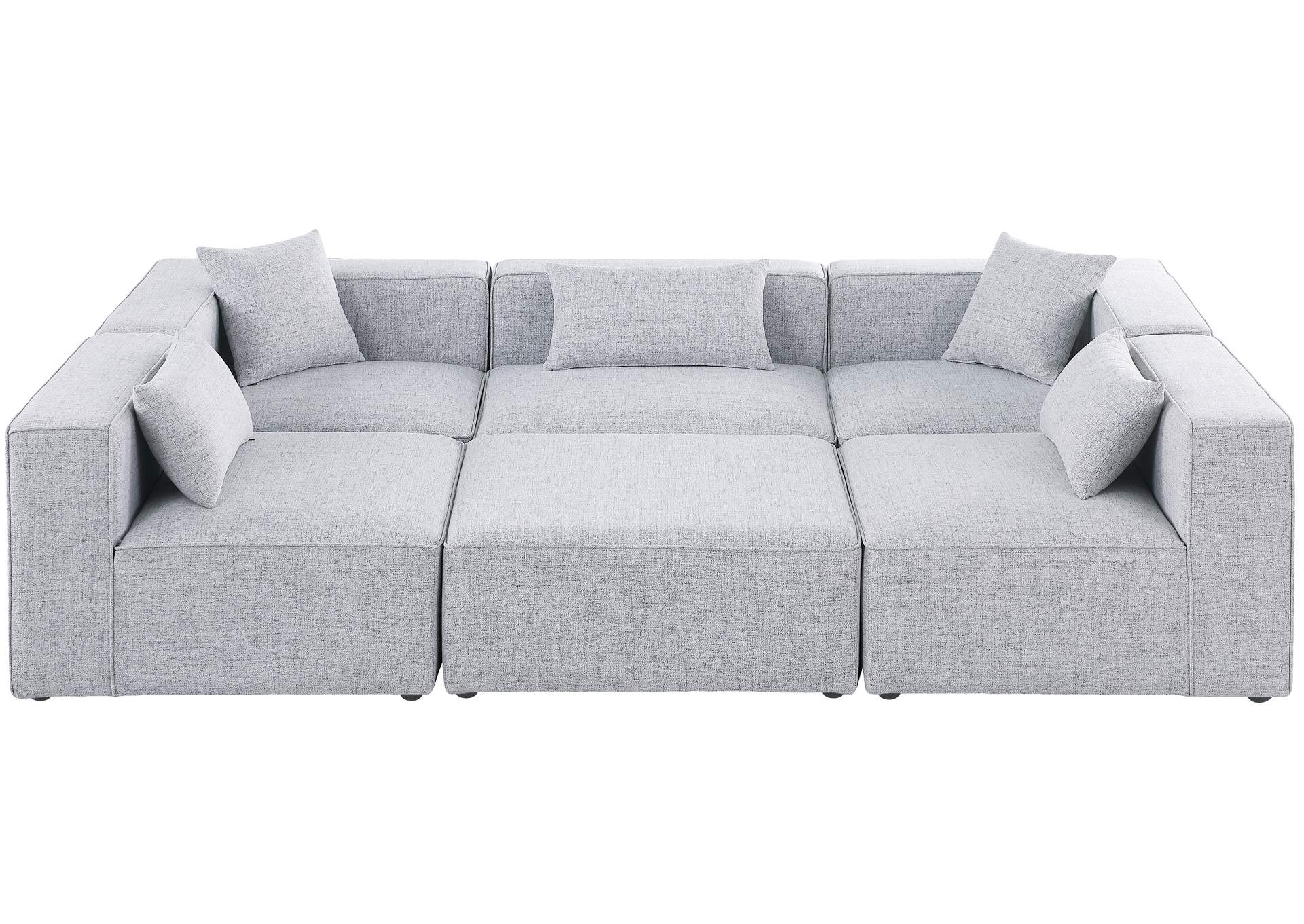 Cube Grey Durable Linen Textured Modular Sectional,Meridian Furniture