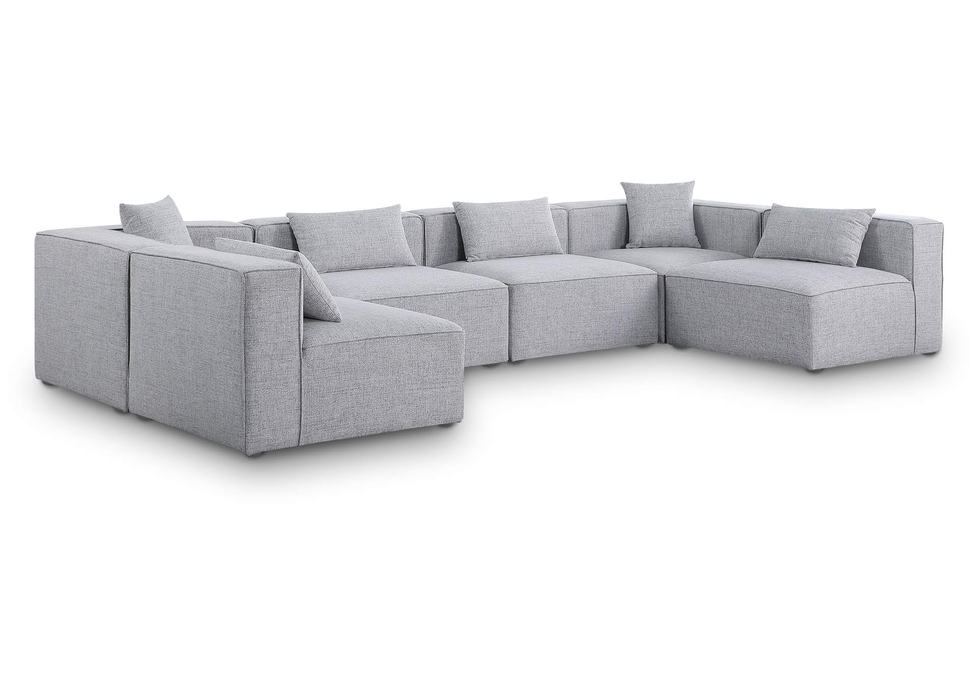 Cube Grey Durable Linen Textured Modular Sectional,Meridian Furniture