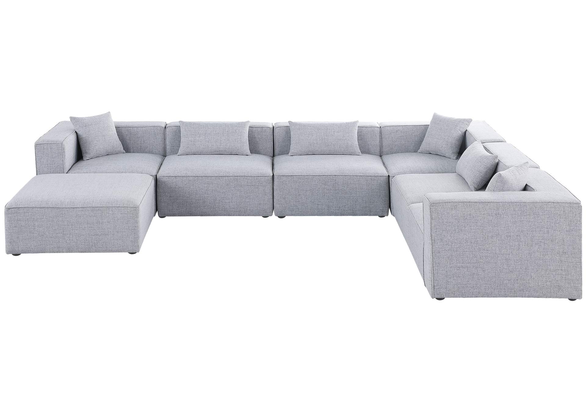 Cube Grey Durable Linen Textured Modular Sectional,Meridian Furniture