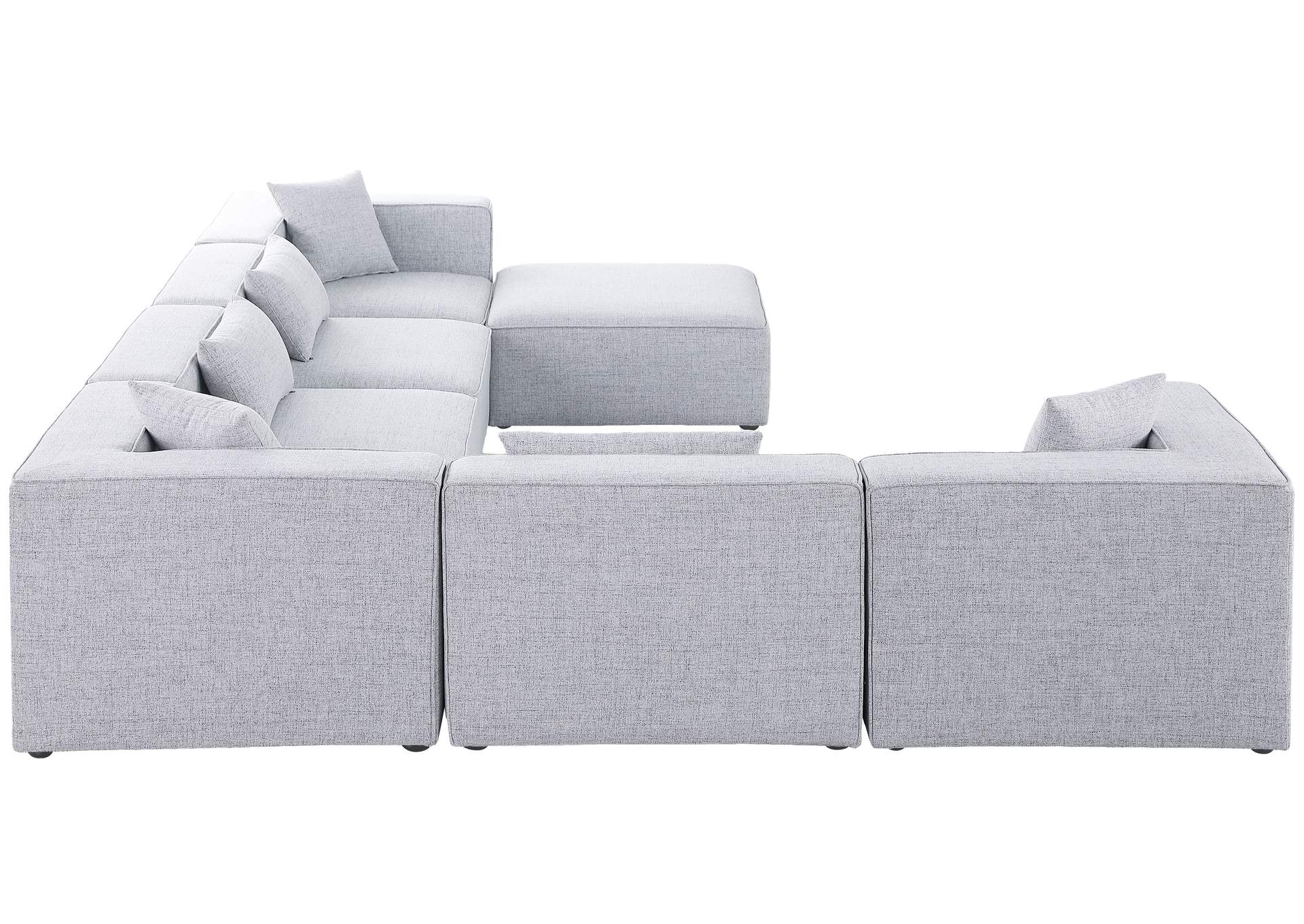 Cube Grey Durable Linen Textured Modular Sectional,Meridian Furniture