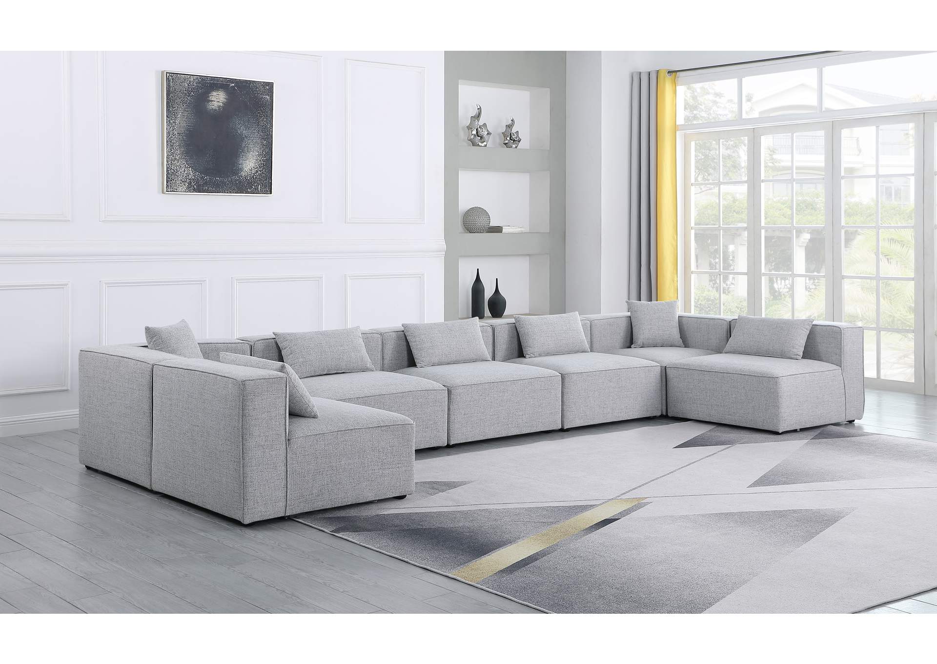 Cube Grey Durable Linen Textured Modular Sectional,Meridian Furniture