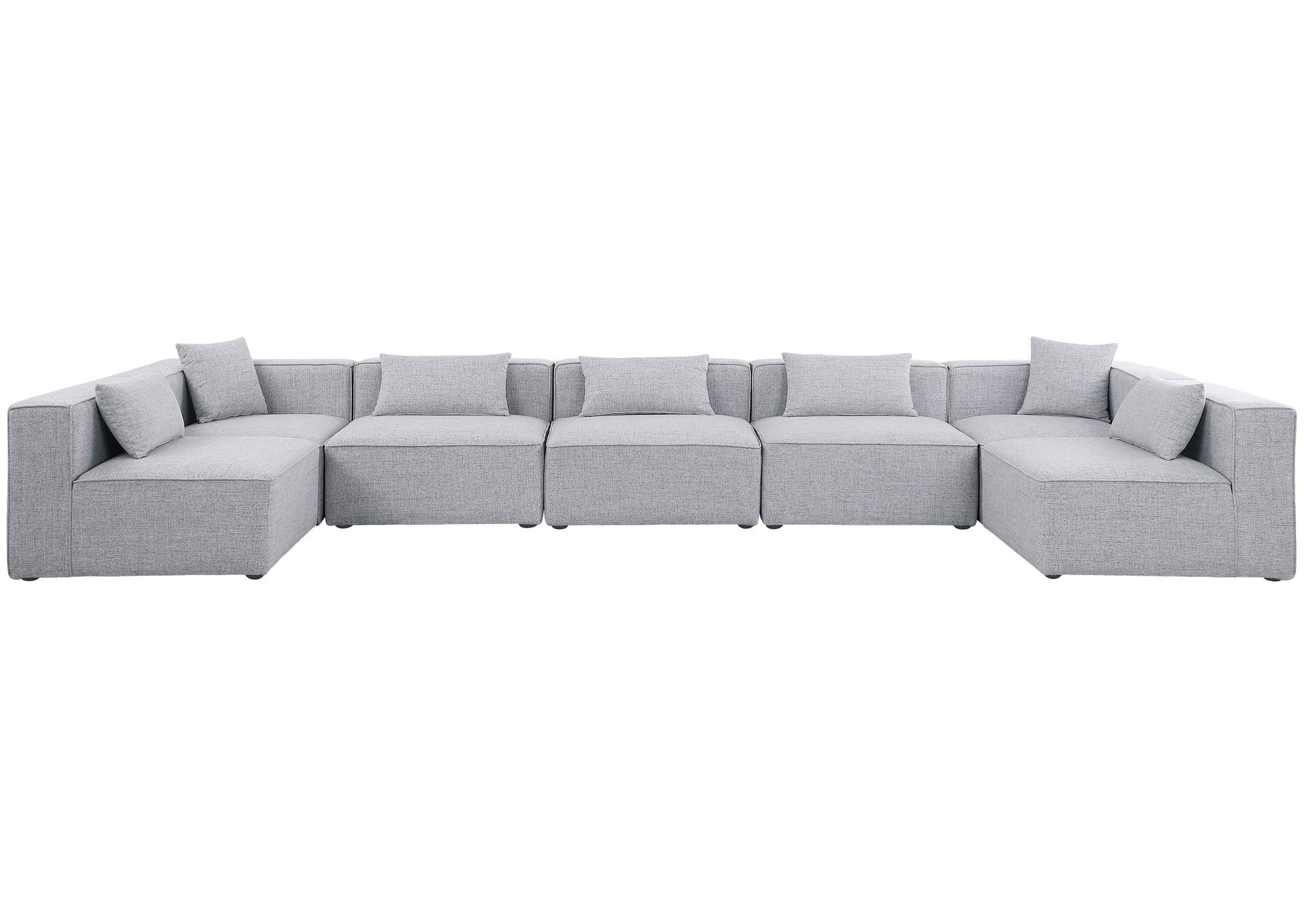 Cube Grey Durable Linen Textured Modular Sectional,Meridian Furniture