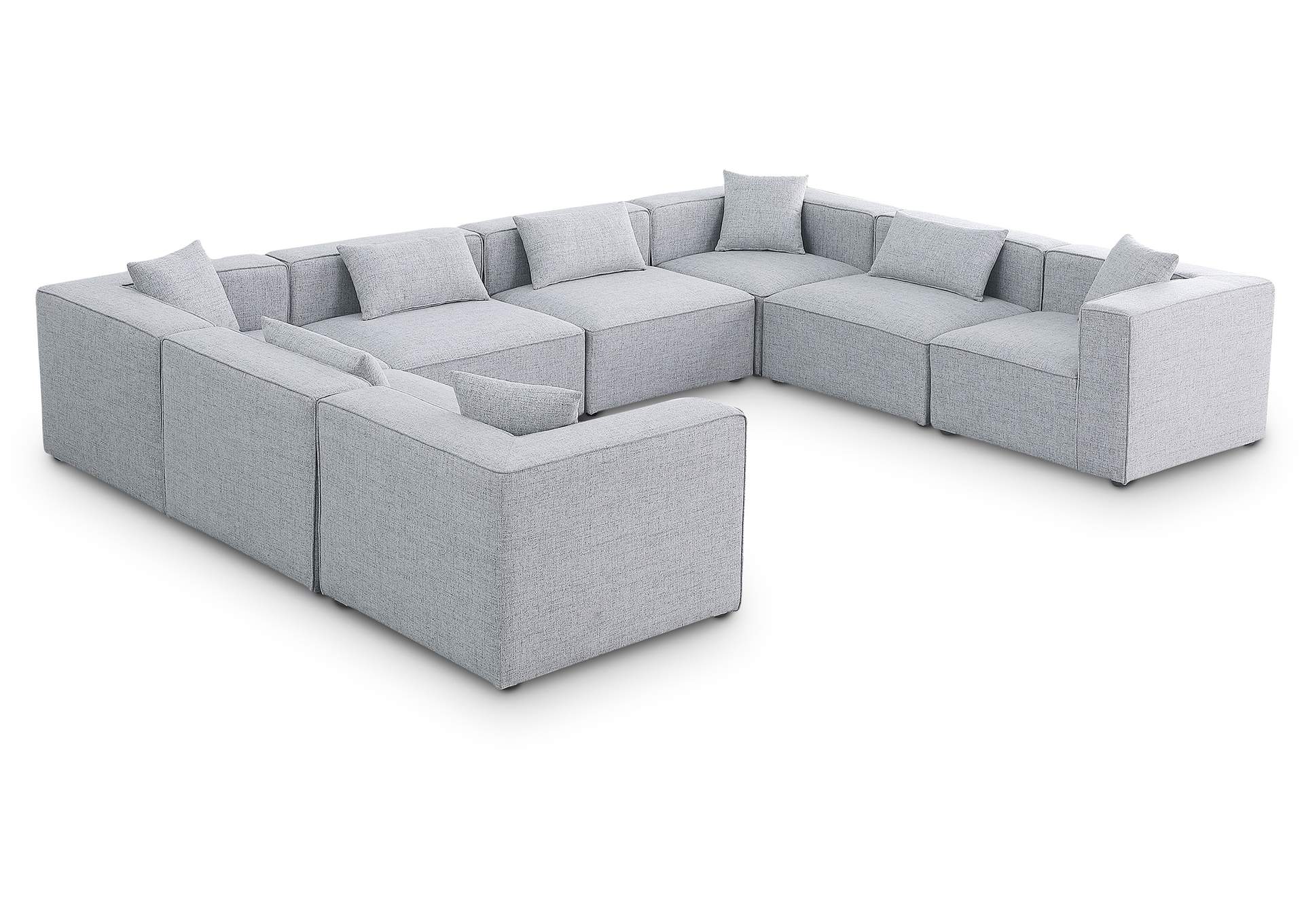 Cube Grey Durable Linen Textured Modular Sectional,Meridian Furniture