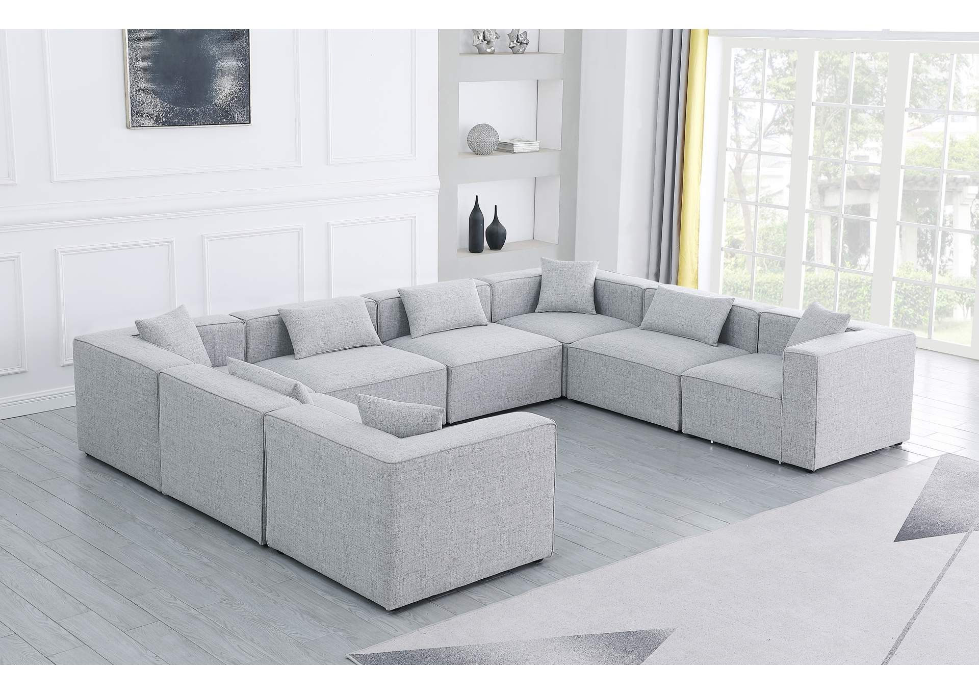 Cube Grey Durable Linen Textured Modular Sectional,Meridian Furniture