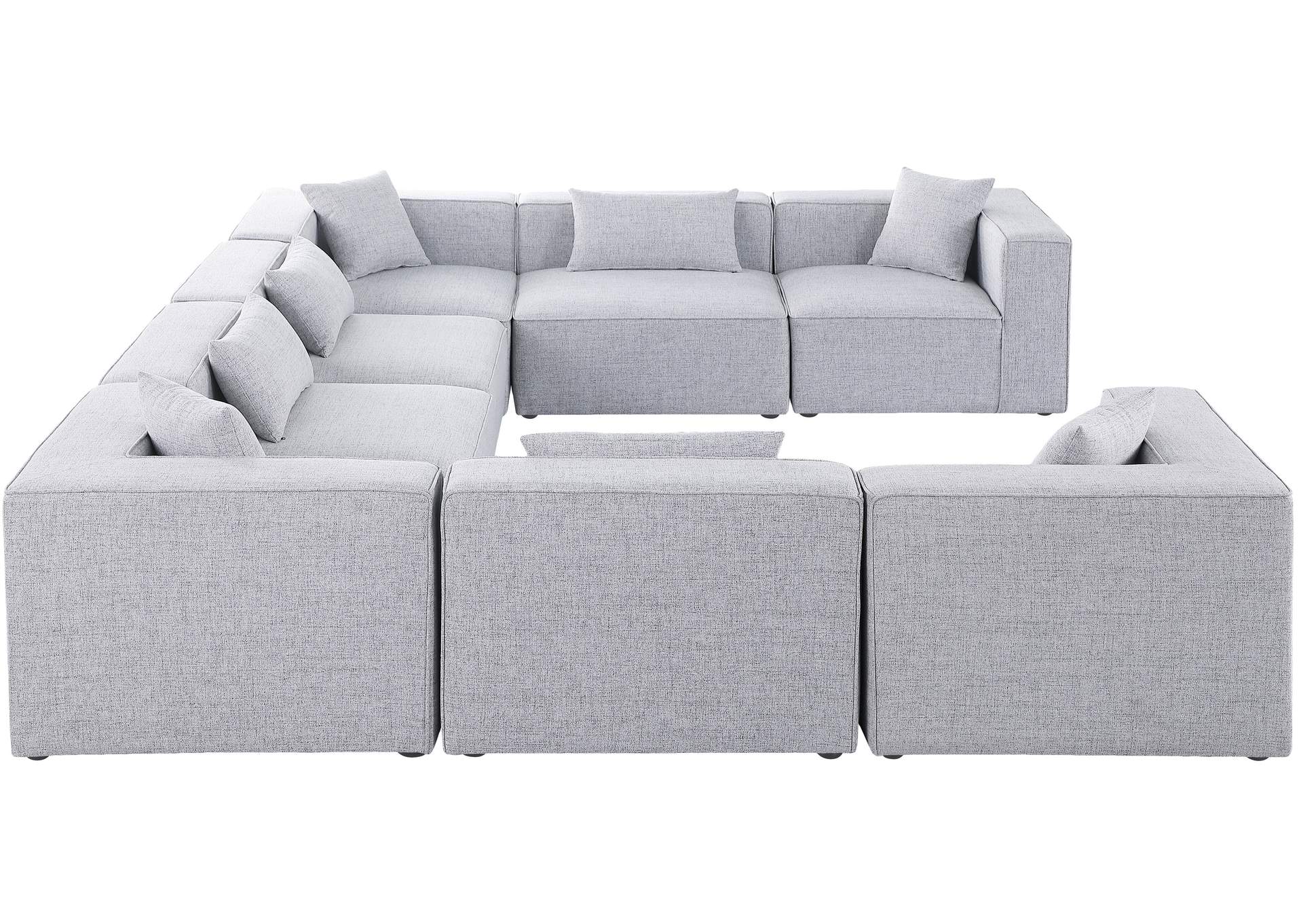 Cube Grey Durable Linen Textured Modular Sectional,Meridian Furniture