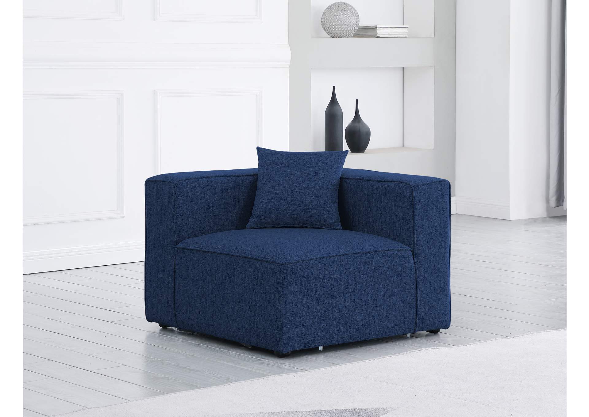 Cube Navy Durable Linen Corner,Meridian Furniture