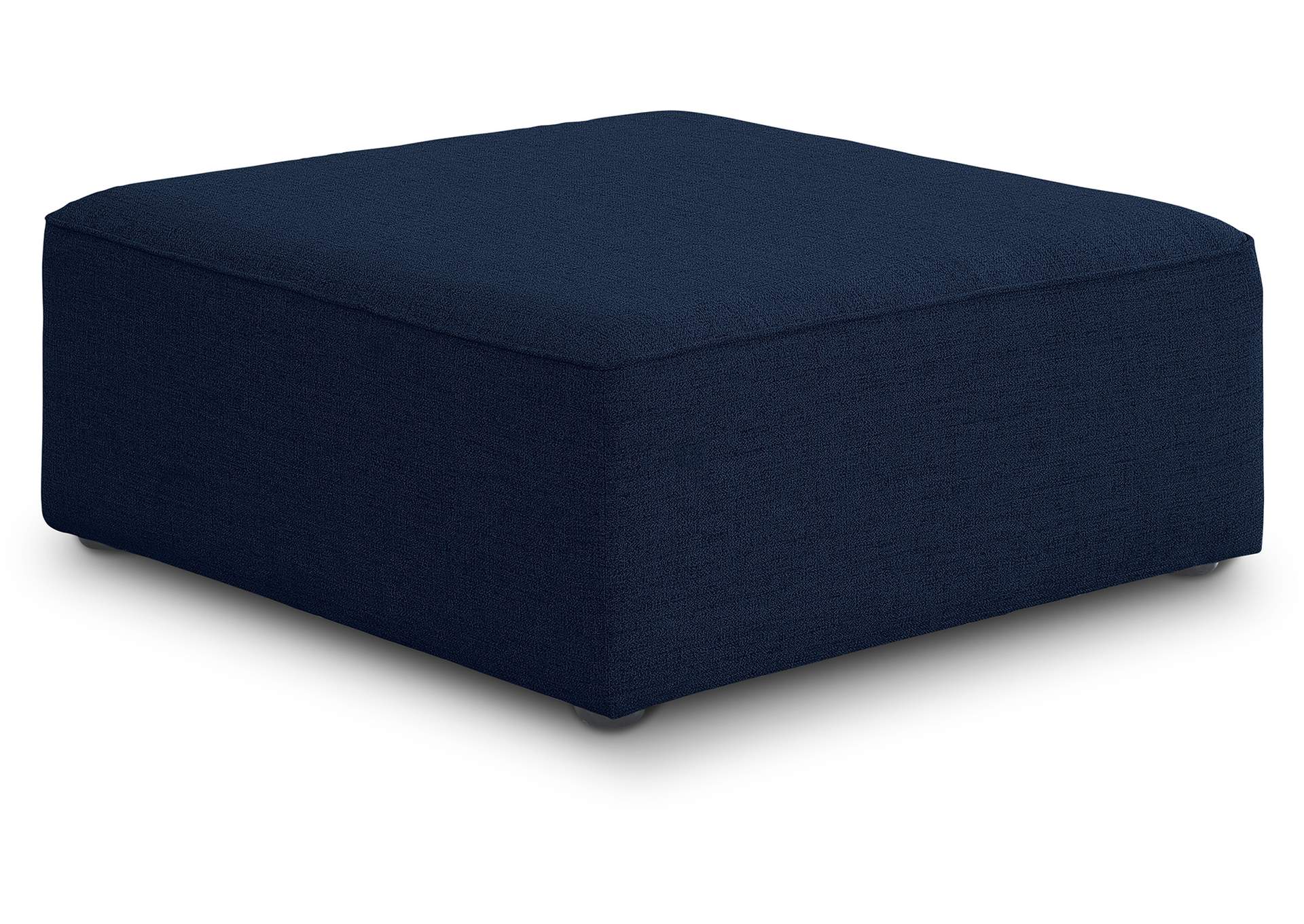 Cube Navy Durable Linen Textured Ottoman,Meridian Furniture