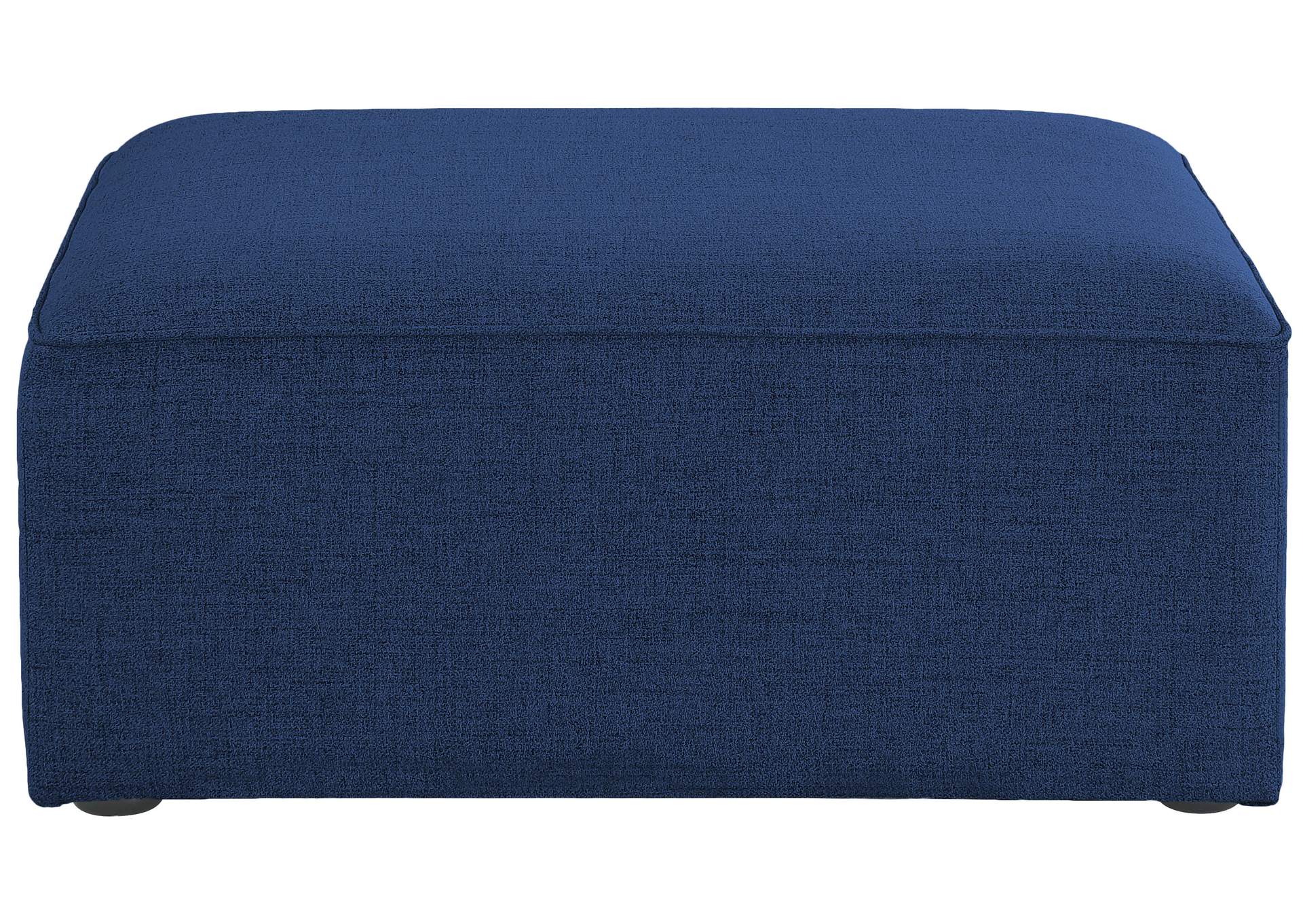 Cube Navy Durable Linen Textured Ottoman,Meridian Furniture