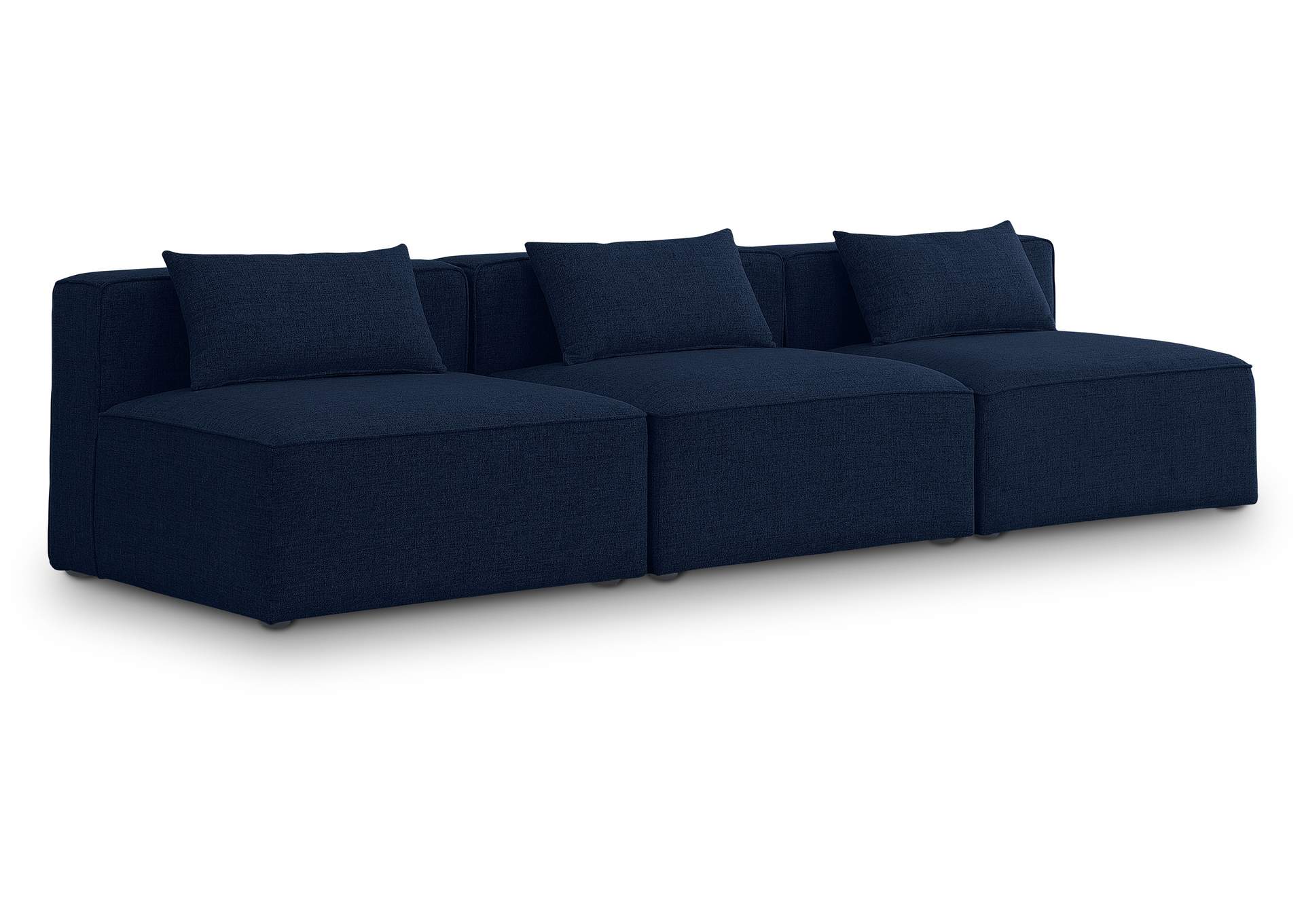 Cube Navy Durable Linen Textured Modular Sofa,Meridian Furniture