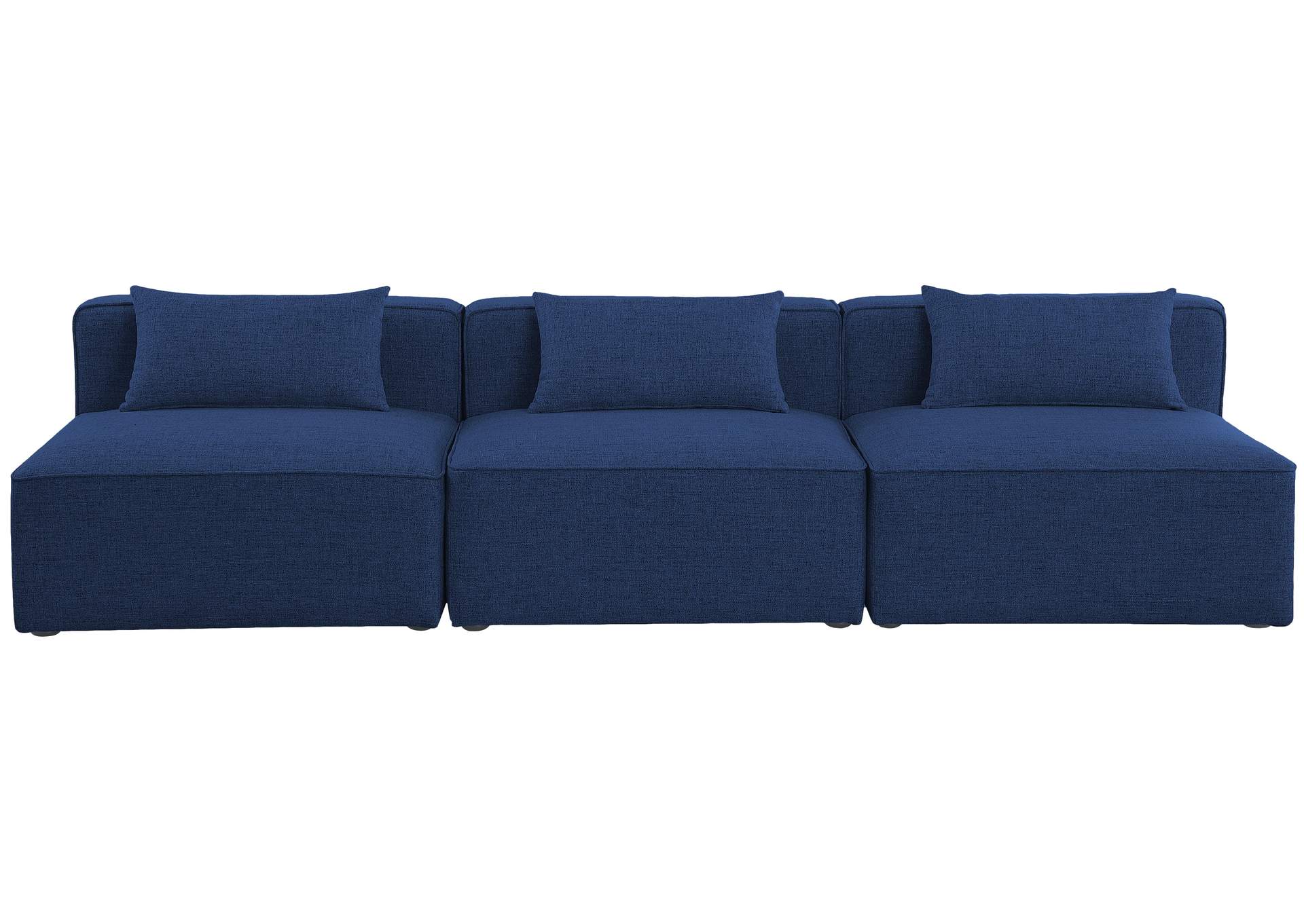 Cube Navy Durable Linen Textured Modular Sofa,Meridian Furniture