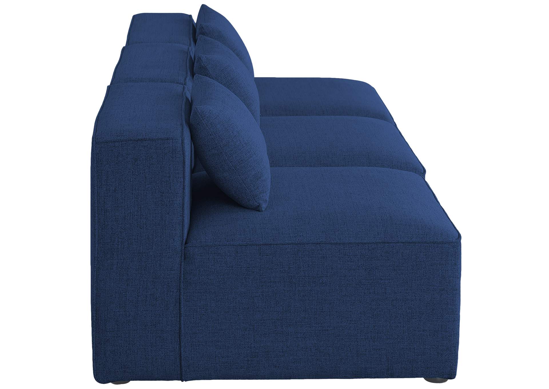 Cube Navy Durable Linen Textured Modular Sofa,Meridian Furniture