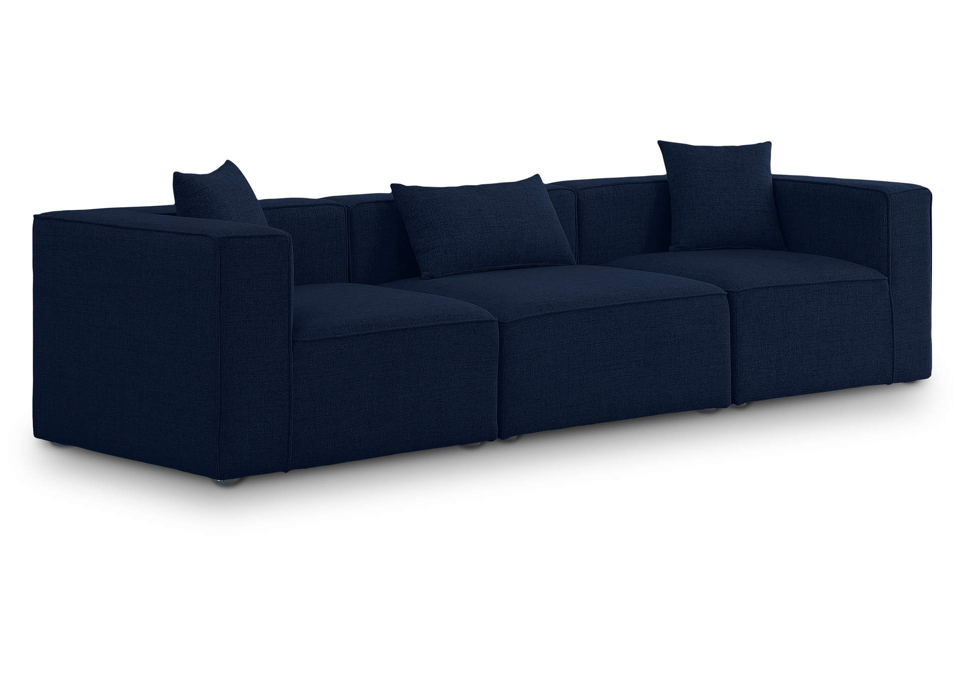 Cube Navy Durable Linen Textured Modular Sofa,Meridian Furniture