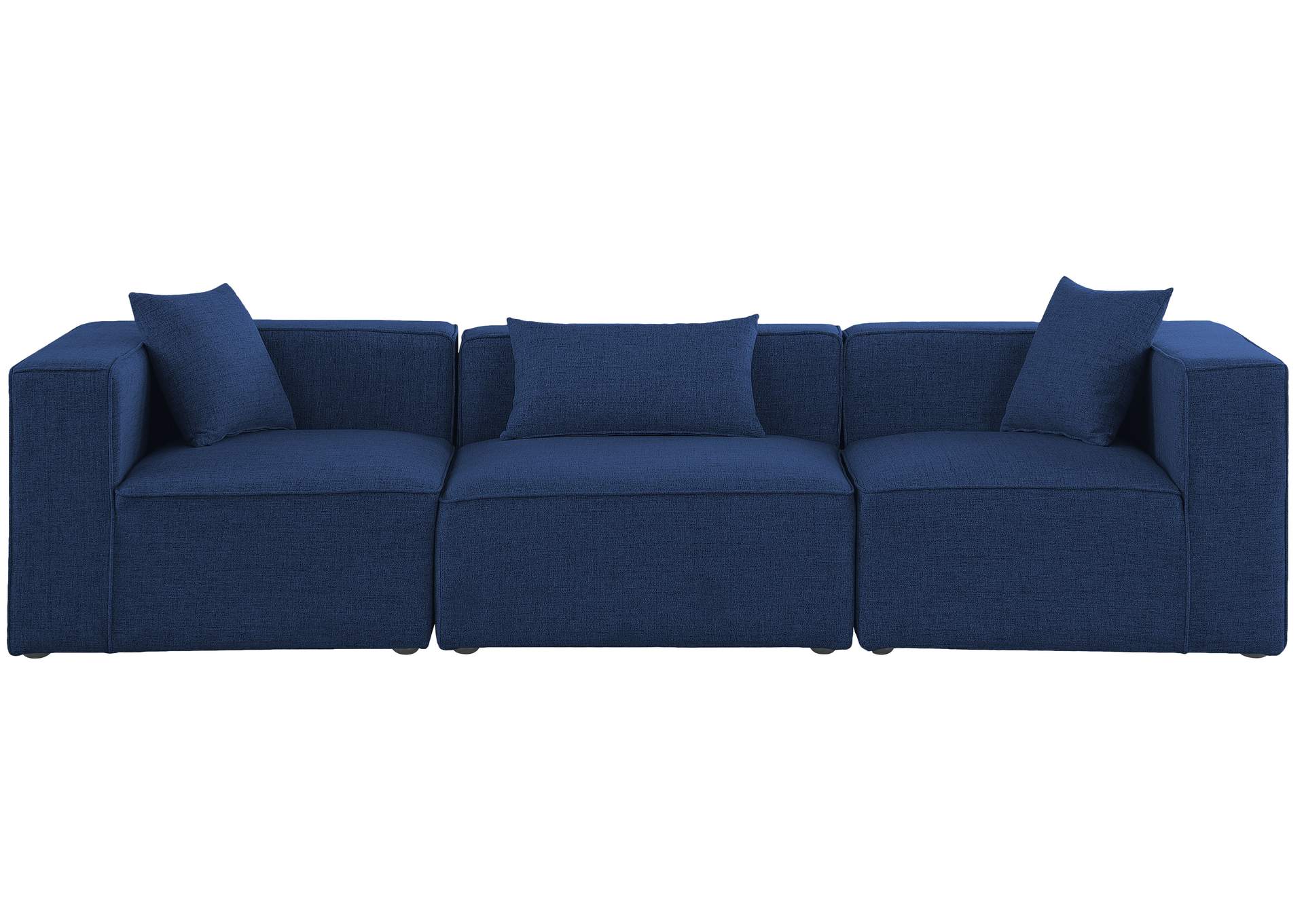 Cube Navy Durable Linen Textured Modular Sofa,Meridian Furniture