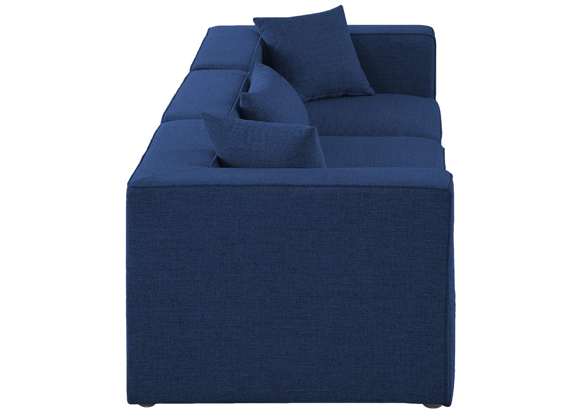 Cube Navy Durable Linen Textured Modular Sofa,Meridian Furniture