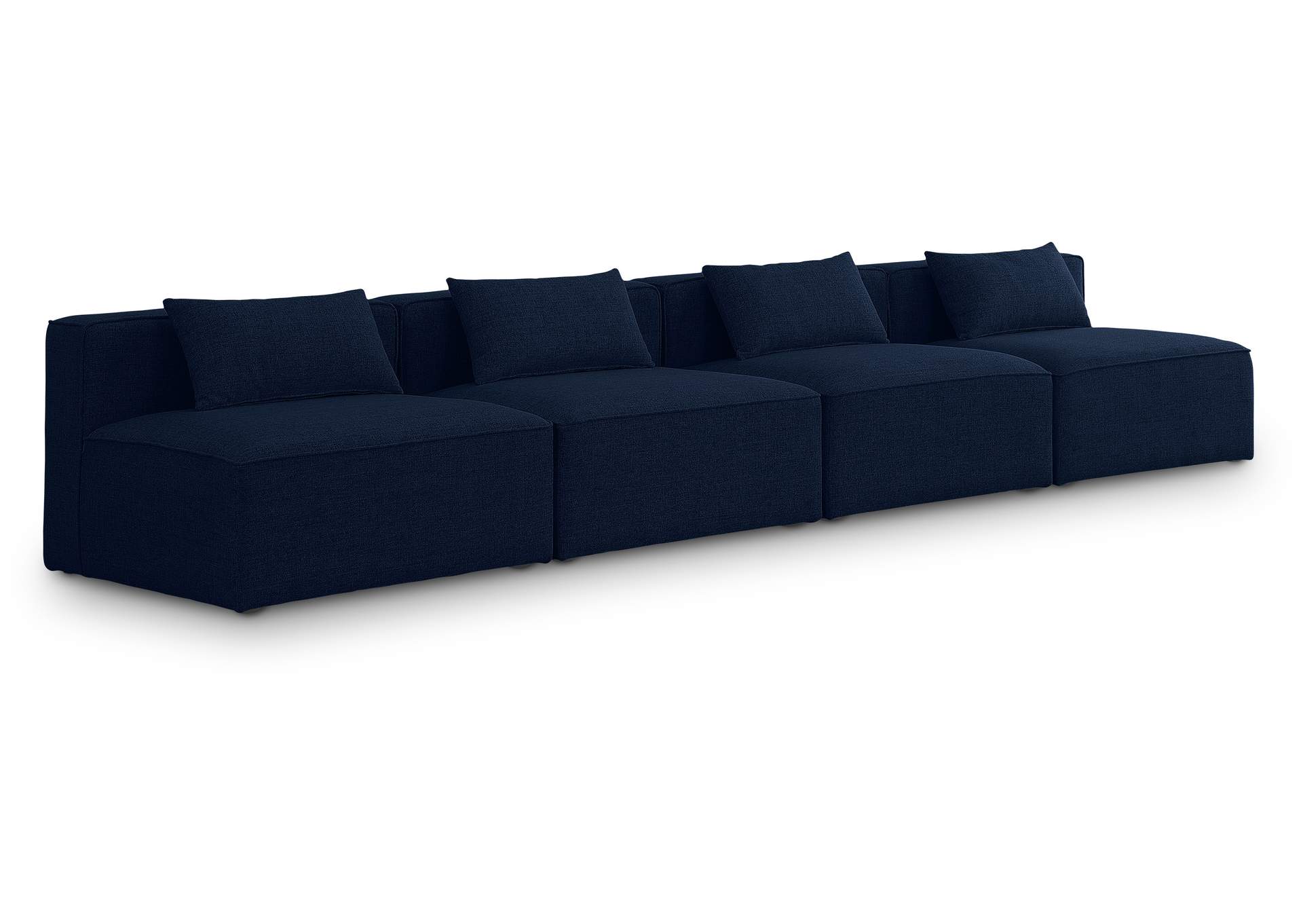 Cube Navy Durable Linen Textured Modular Sofa,Meridian Furniture