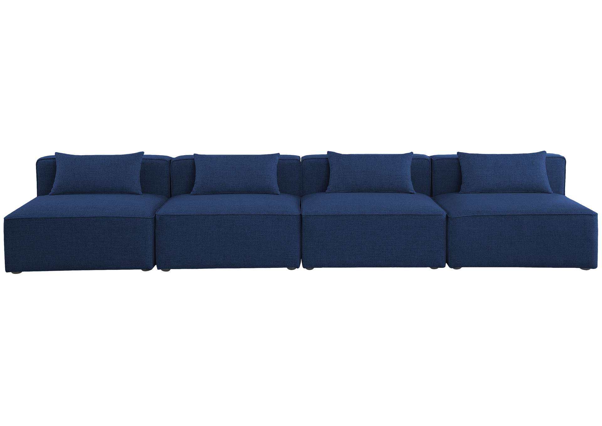 Cube Navy Durable Linen Textured Modular Sofa,Meridian Furniture