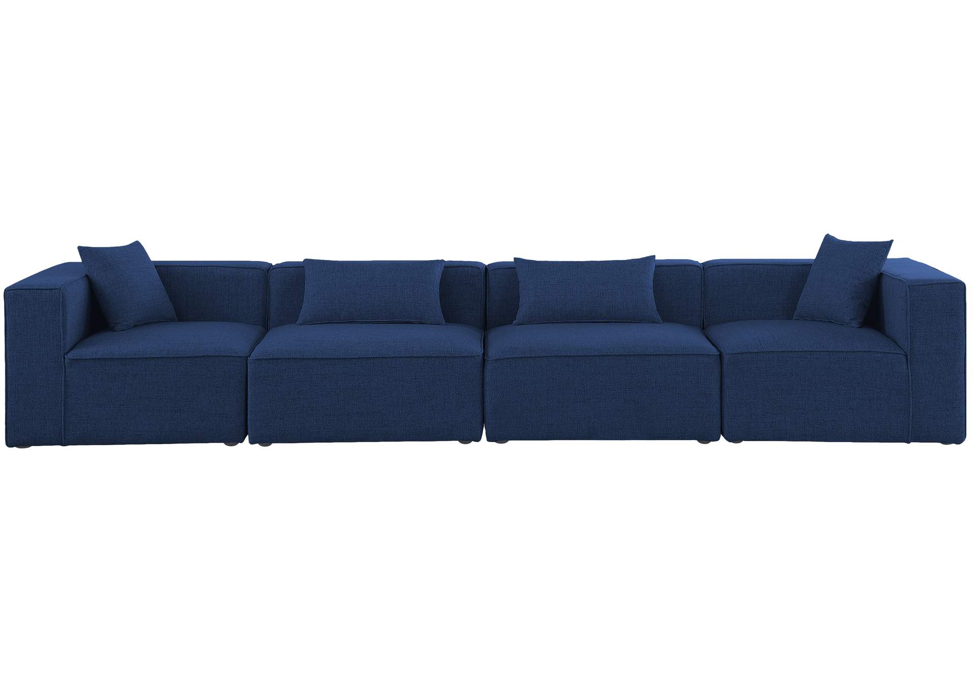 Cube Navy Durable Linen Textured Modular Sofa,Meridian Furniture