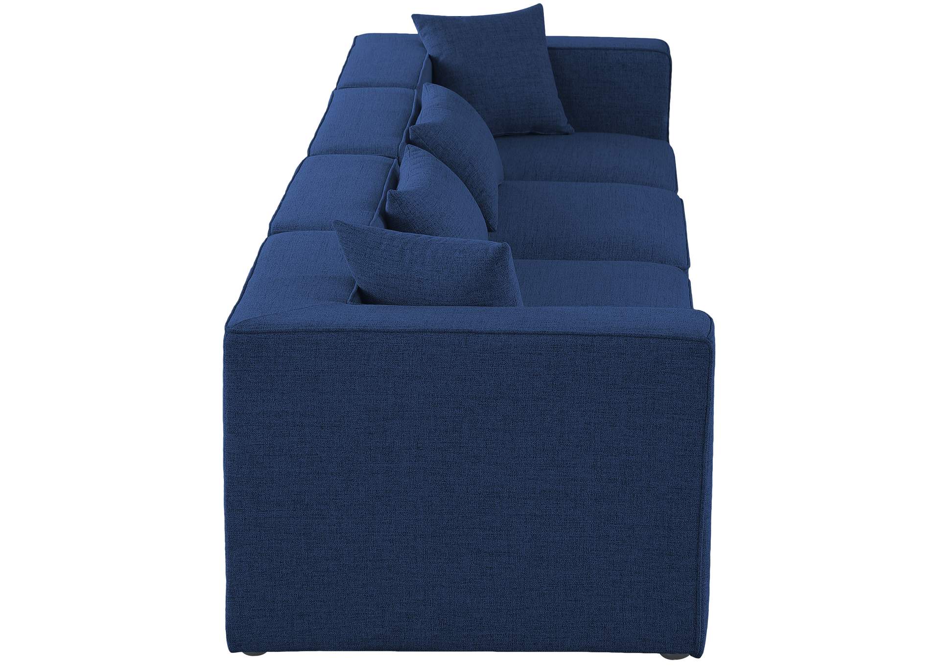 Cube Navy Durable Linen Textured Modular Sofa,Meridian Furniture