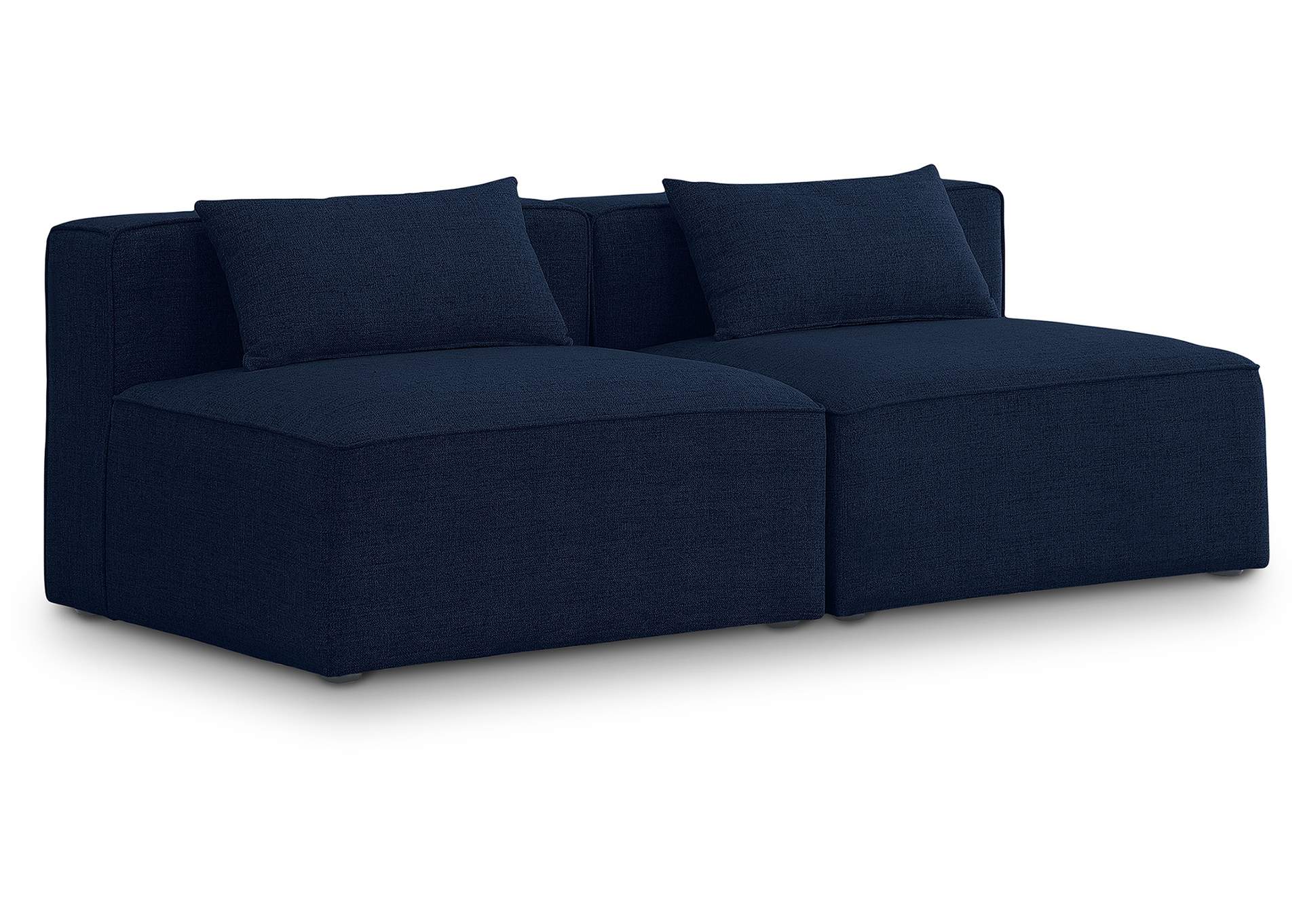 Cube Navy Durable Linen Textured Modular Sofa,Meridian Furniture