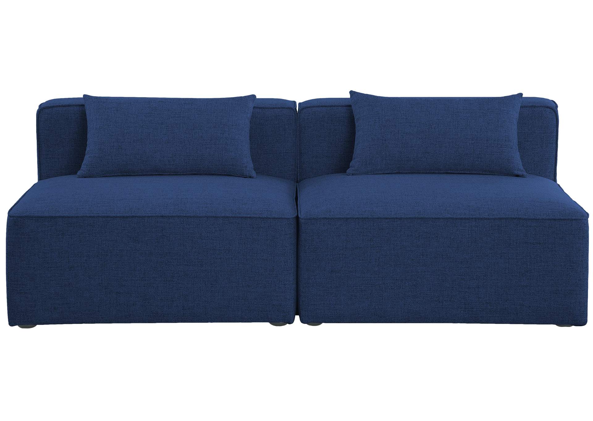 Cube Navy Durable Linen Textured Modular Sofa,Meridian Furniture