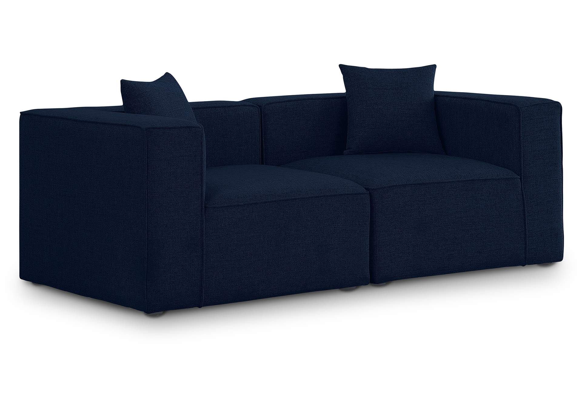 Cube Navy Durable Linen Textured Modular Sofa,Meridian Furniture