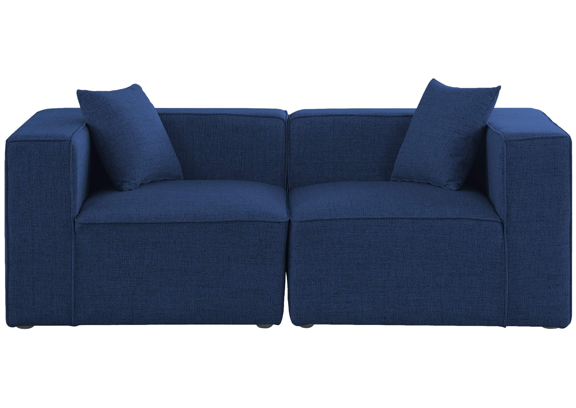 Cube Navy Durable Linen Textured Modular Sofa,Meridian Furniture