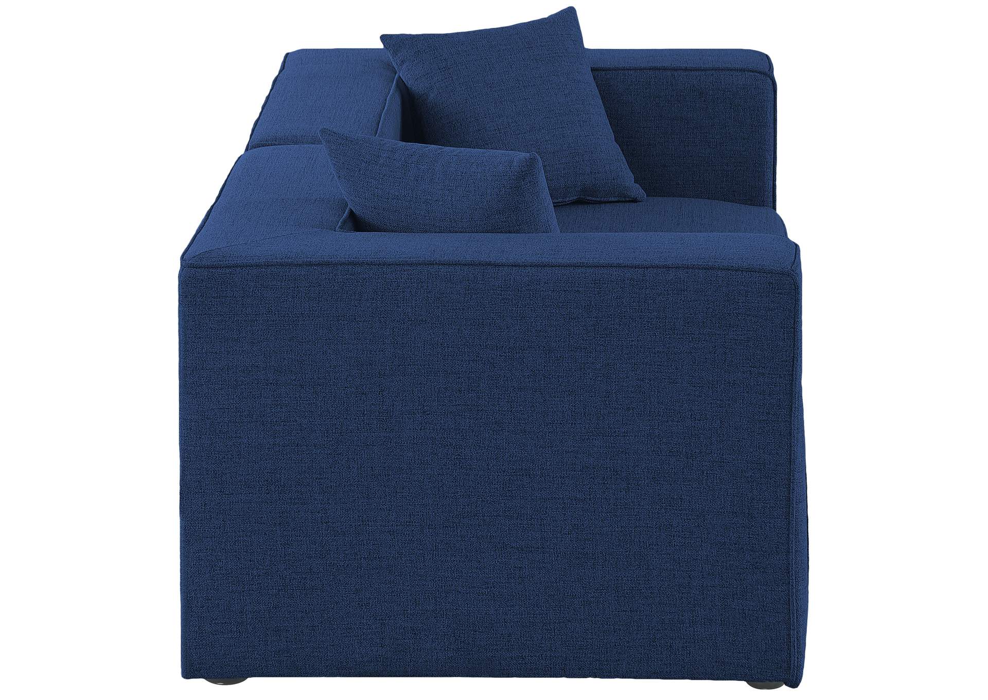 Cube Navy Durable Linen Textured Modular Sofa,Meridian Furniture