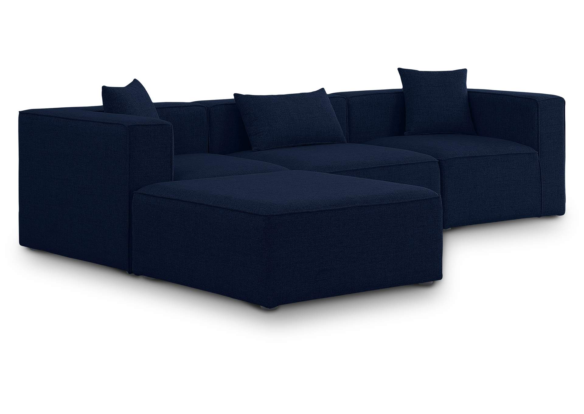 Cube Navy Durable Linen Textured Modular Sectional,Meridian Furniture