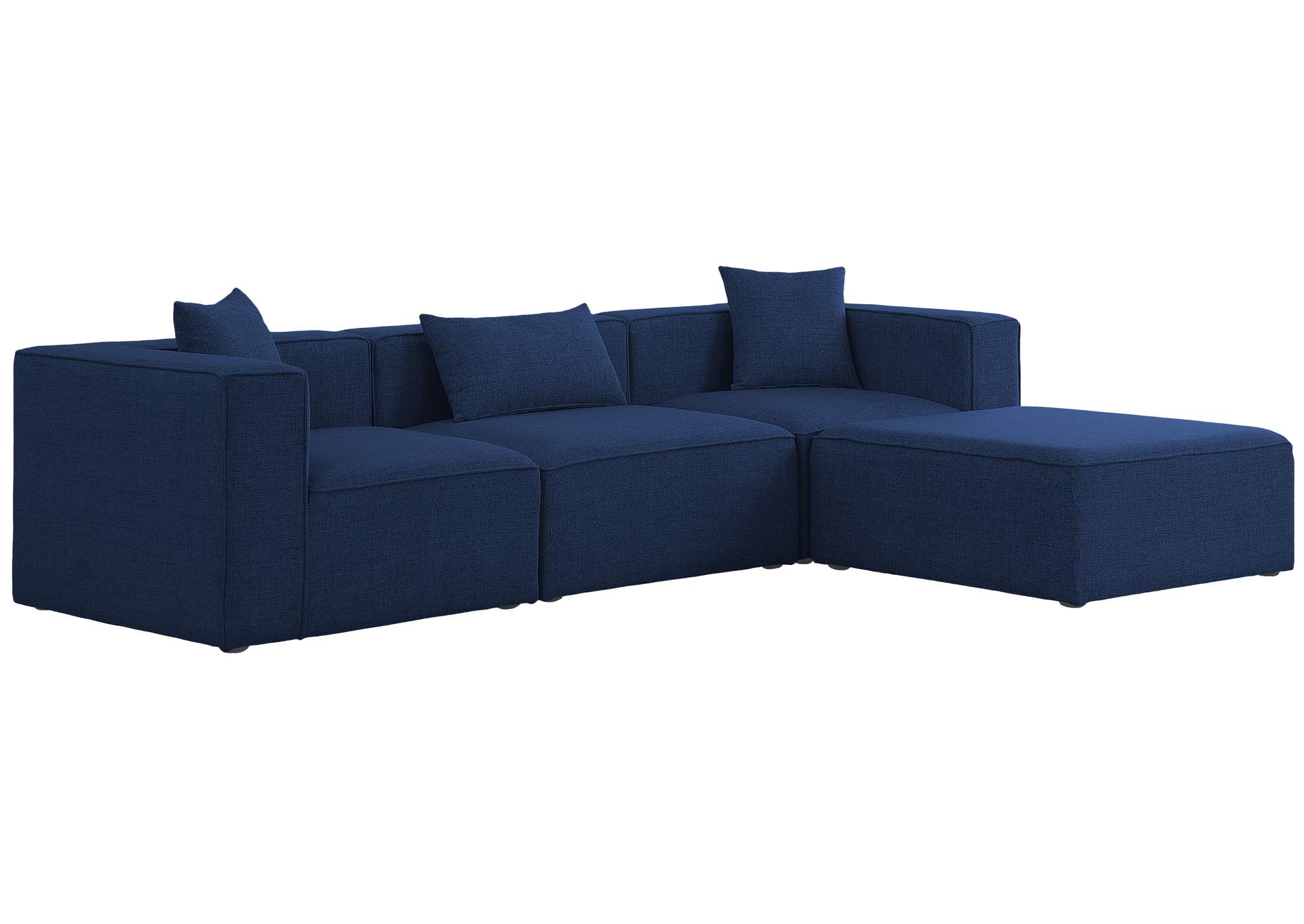 Cube Navy Durable Linen Textured Modular Sectional,Meridian Furniture