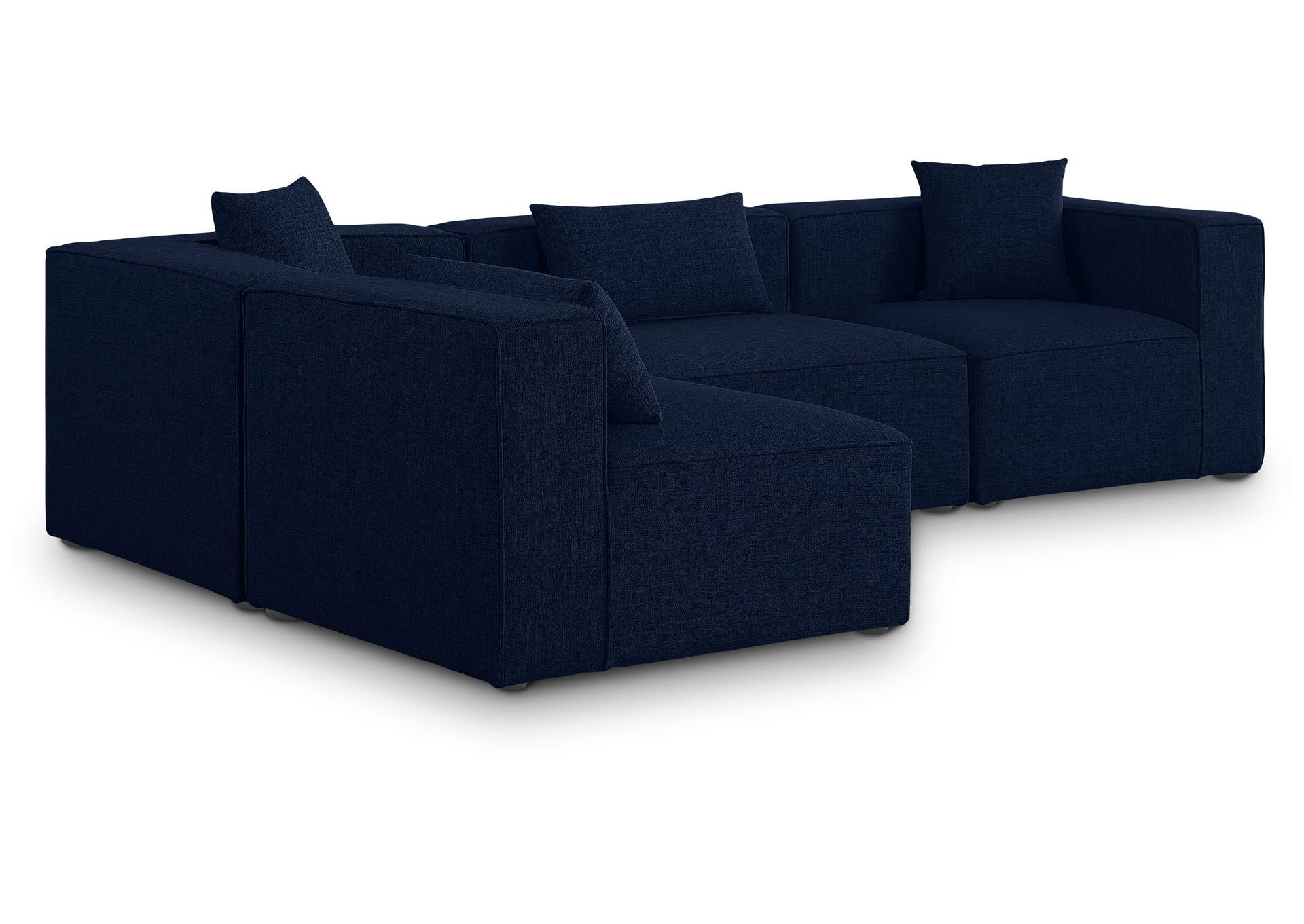 Cube Navy Durable Linen Textured Modular Sectional,Meridian Furniture